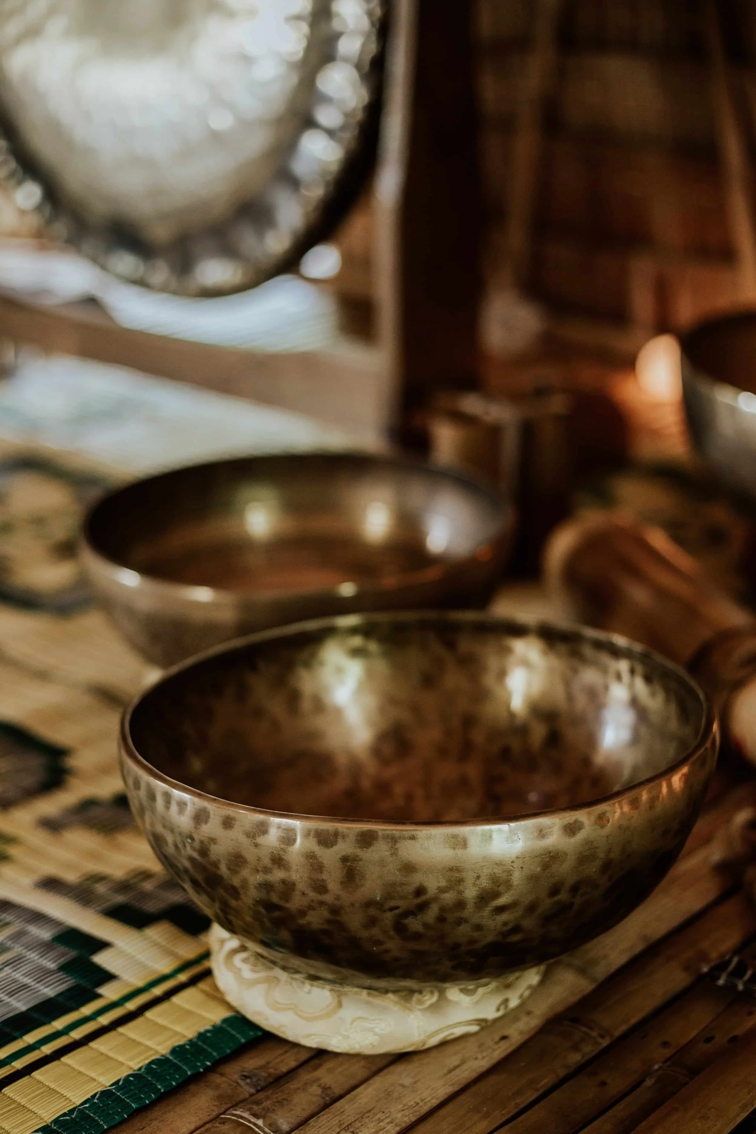 singing bowls as part of meditation during psychedelic integration