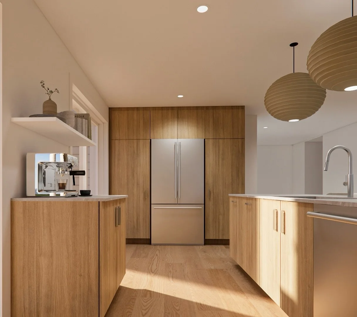 Projet Harel

Autre prise de vue sur la future cuisine. Le rangement et les espaces de travail ont &eacute;t&eacute;s maximis&eacute;s pour cette grande famille de 5. Nous avons m&ecirc;me eu l'espace n&eacute;cessaire pour ajouter l'incontournable c