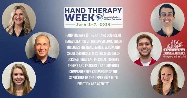 Banner blog graphic of Indiana Physical Therapy hand therapy staff members