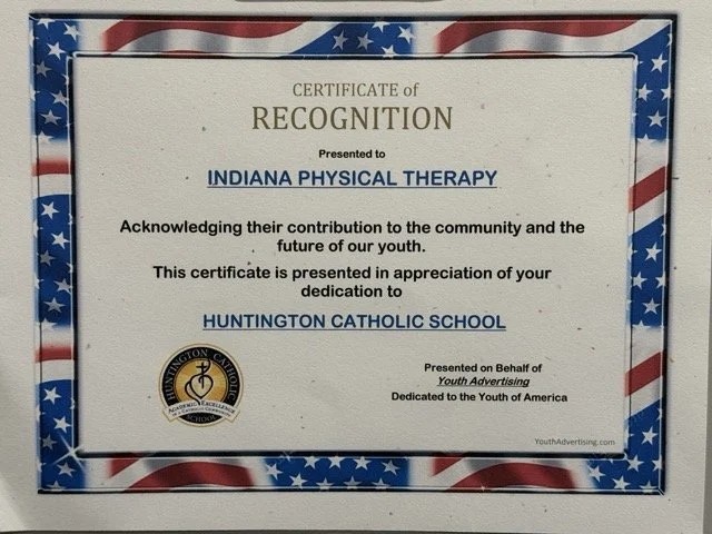 Certificate of recognition for Huntington Catholic School sponsorship