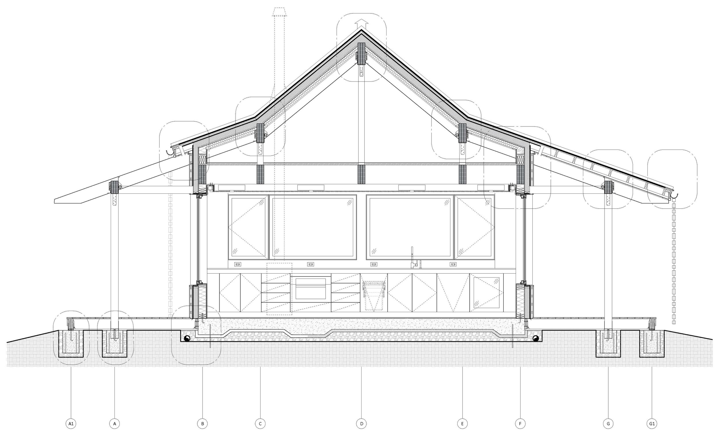 Building section with interactive detail callouts