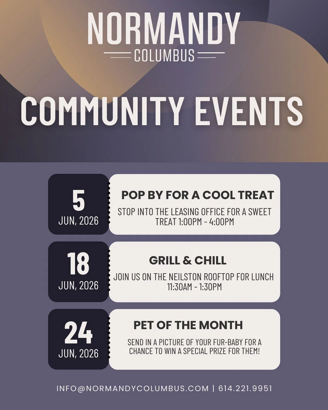 We are excited for our upcoming JUNE Events! Look forward to seeing you all there!