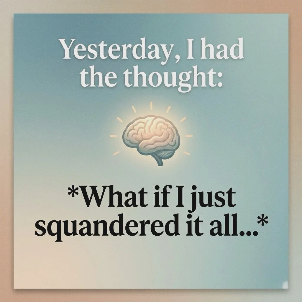Yesterday, I had a heavy moment. I found myself wondering: What if I just squandered it all and spent the rest of my life getting wasted? Miserable, alone, aching head, aching liver, bruised body, no more joy. 

If I&rsquo;m being completely honest, 