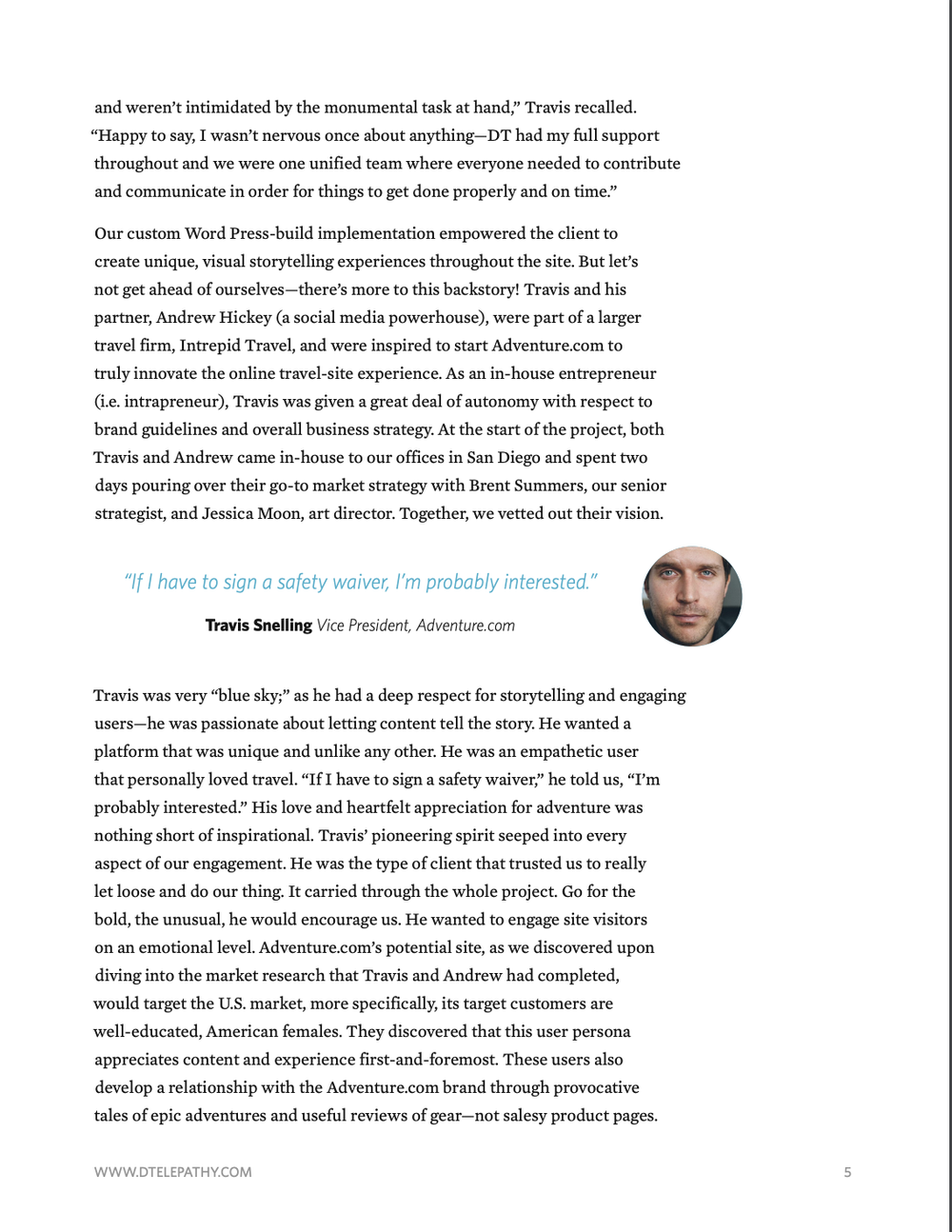 Digital Telepathy: Case Study, Adventure.com, page 5