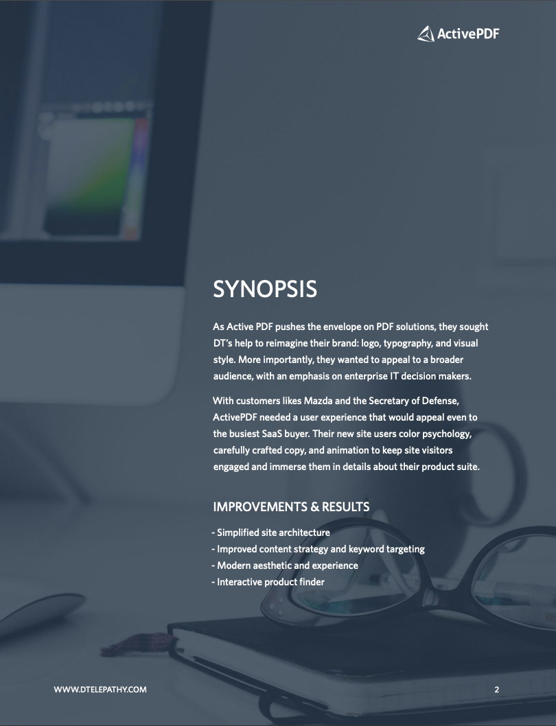 Digital Telepathy: Case Study, ActivePDF, page 2