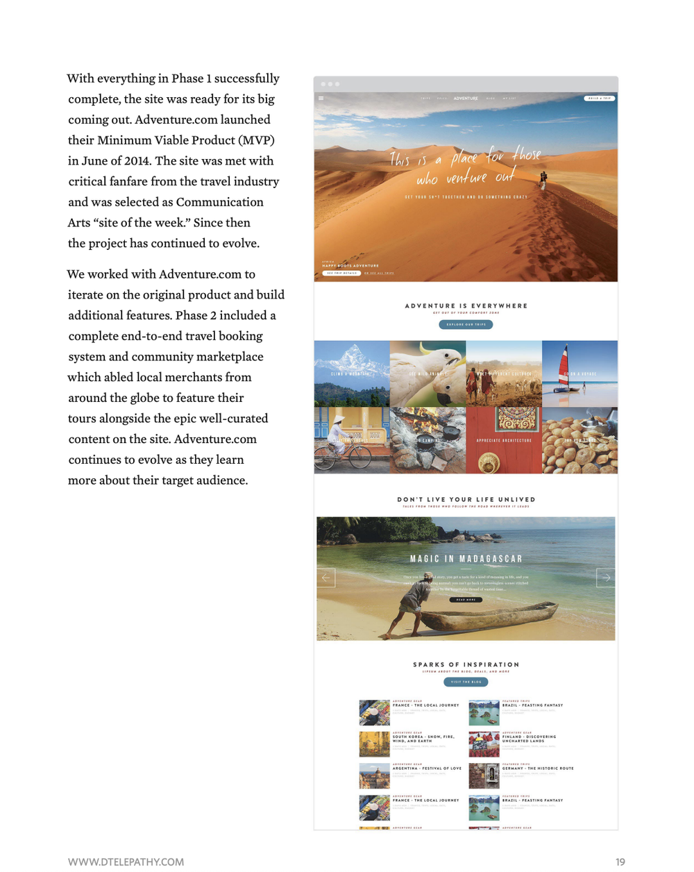 Digital Telepathy: Case Study, Adventure.com, page 19