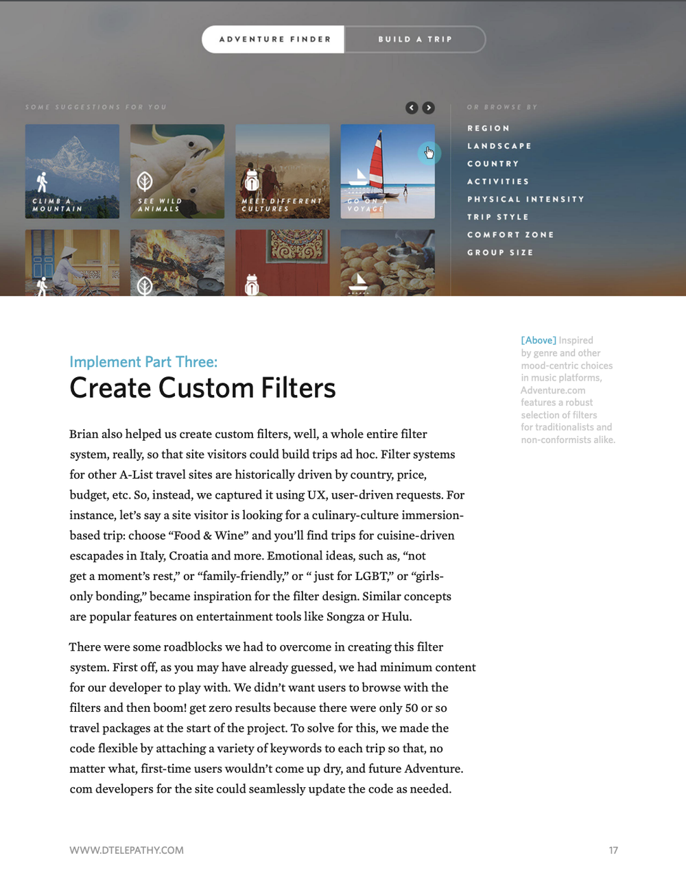 Digital Telepathy: Case Study, Adventure.com, page 17