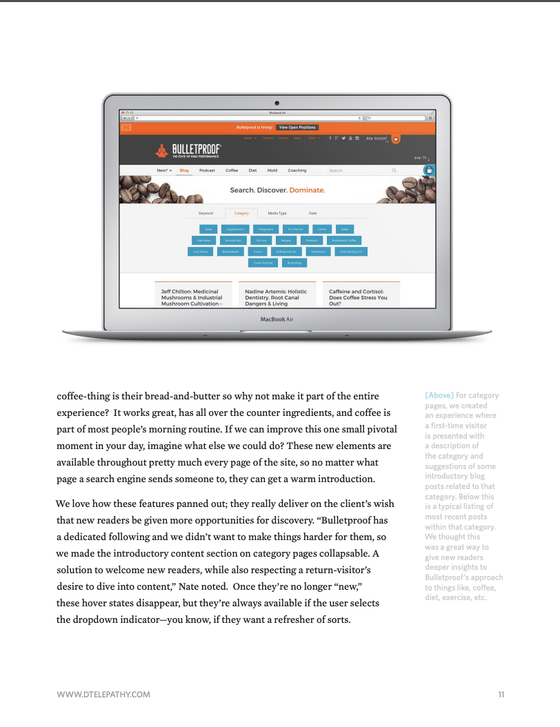 Digital Telepathy: Case Study, Bulletproof, page 11