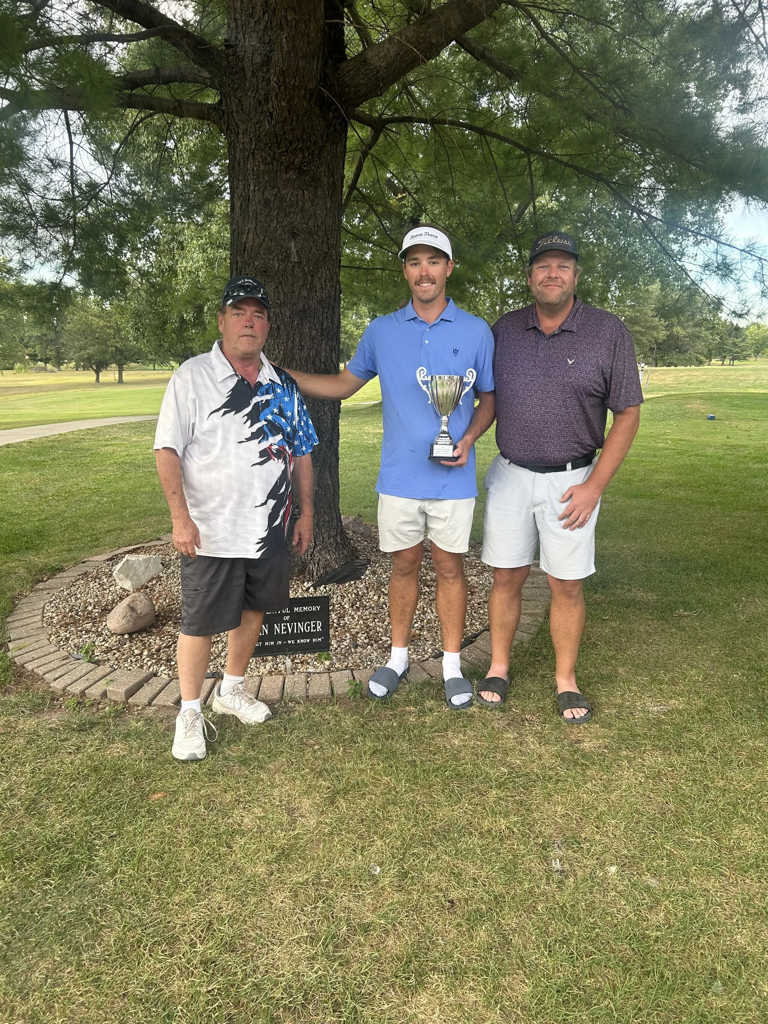 2025 Jan Nevinger Memorial Labor Day Champion - Will Hocker w/ Club President Gene Kious and Tournament Director Steve Rommerskirchen