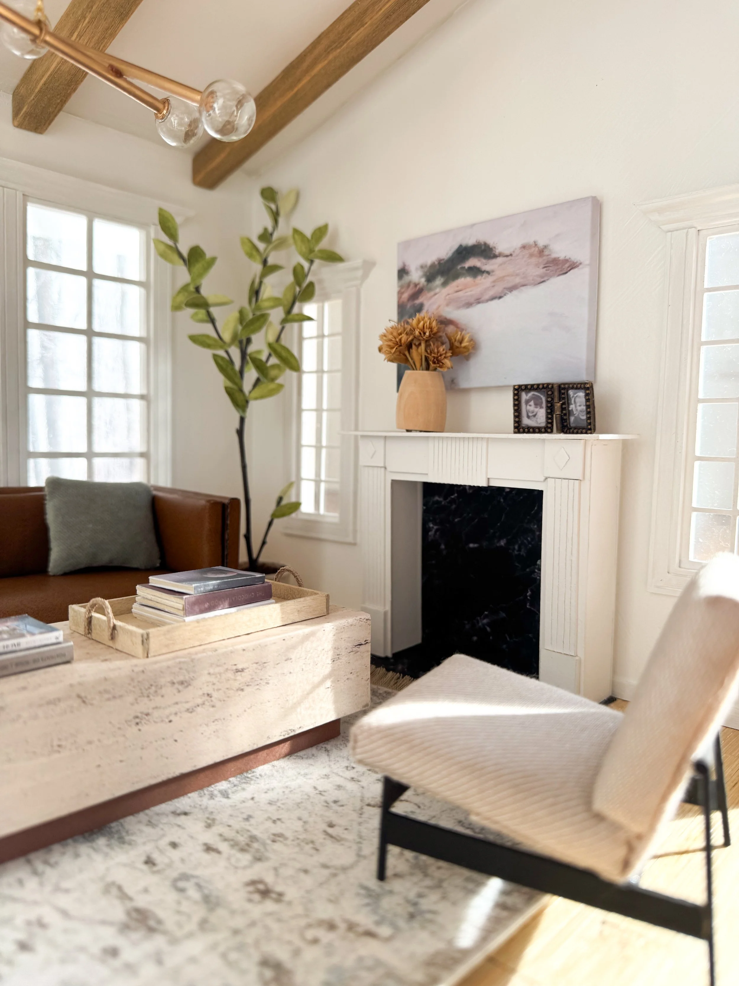 Modern Moody Dollhouse Living Room Reveal — Martin Goes Mini
