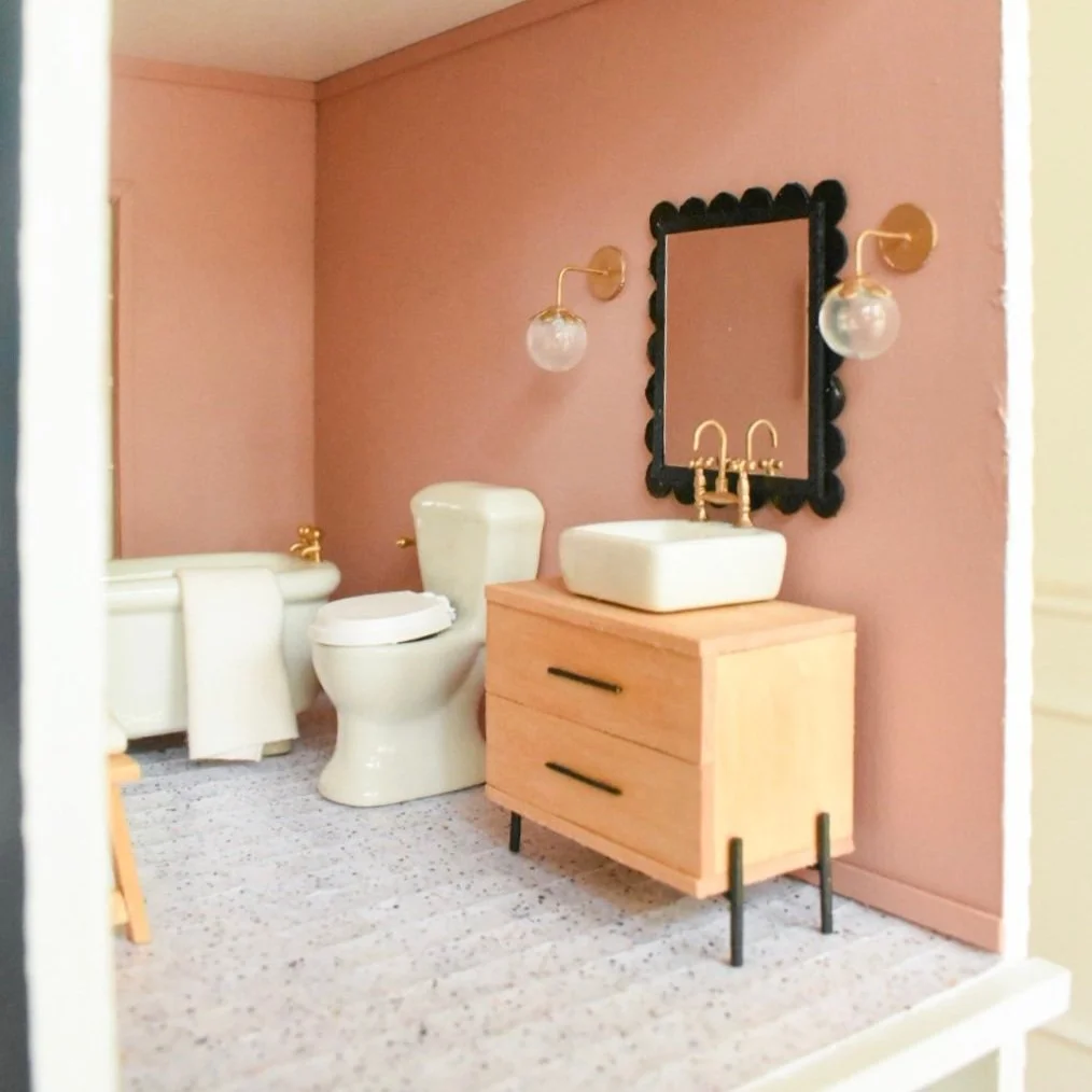 Vermont Farmhouse Jr Dollhouse Bathroom Reveal — Martin Goes Mini