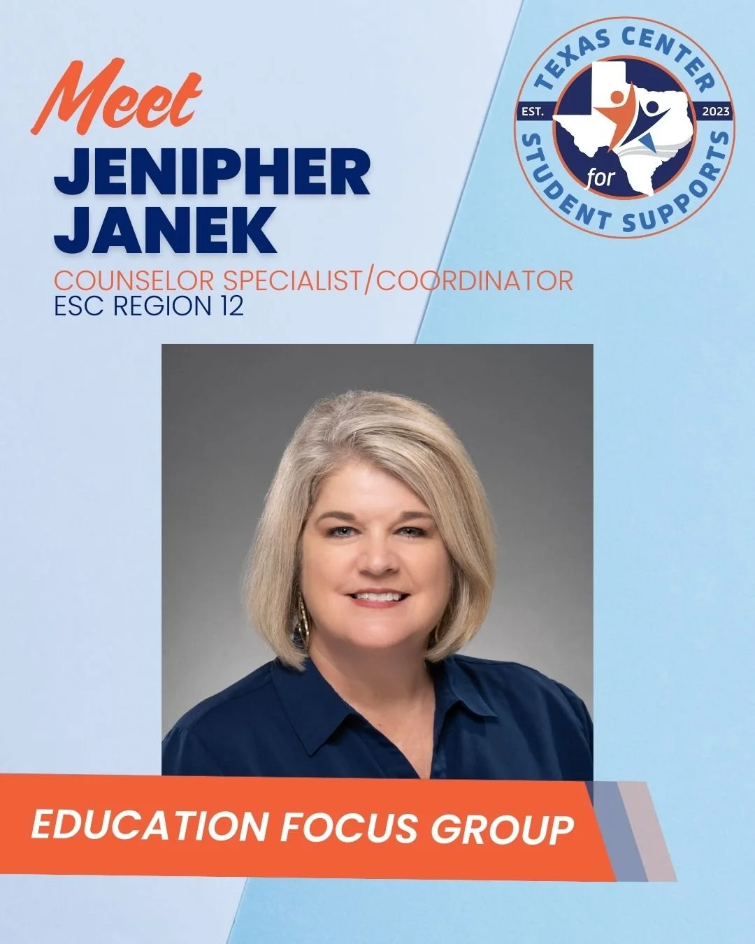 Say hello to Advisory Group member, Jenipher Janek! 🌟 We&rsquo;re grateful for her voice and dedication in guiding TCSS to better serve schools across Texas. 

#AdvisoryVoices #TeamTCSS