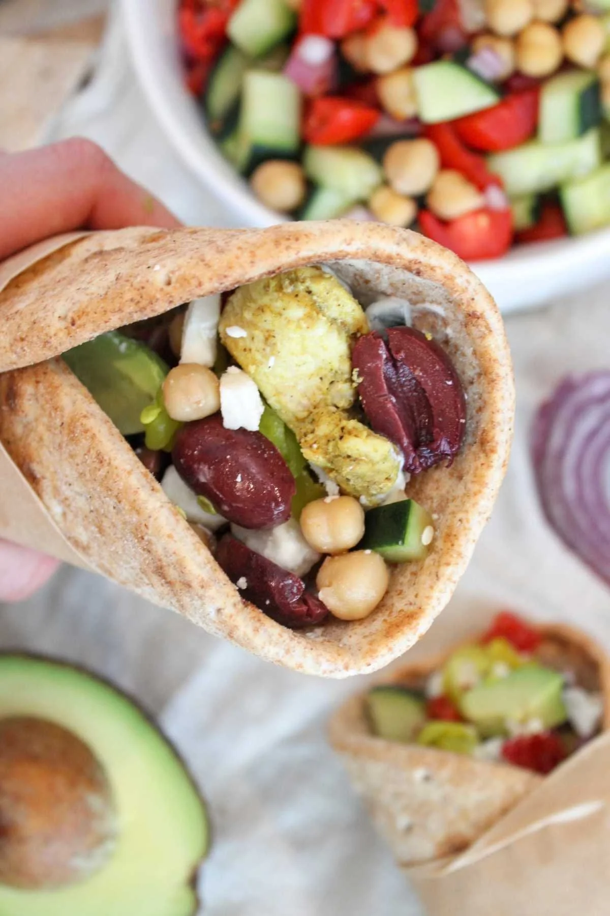 whole wheat pita wraps with chicken