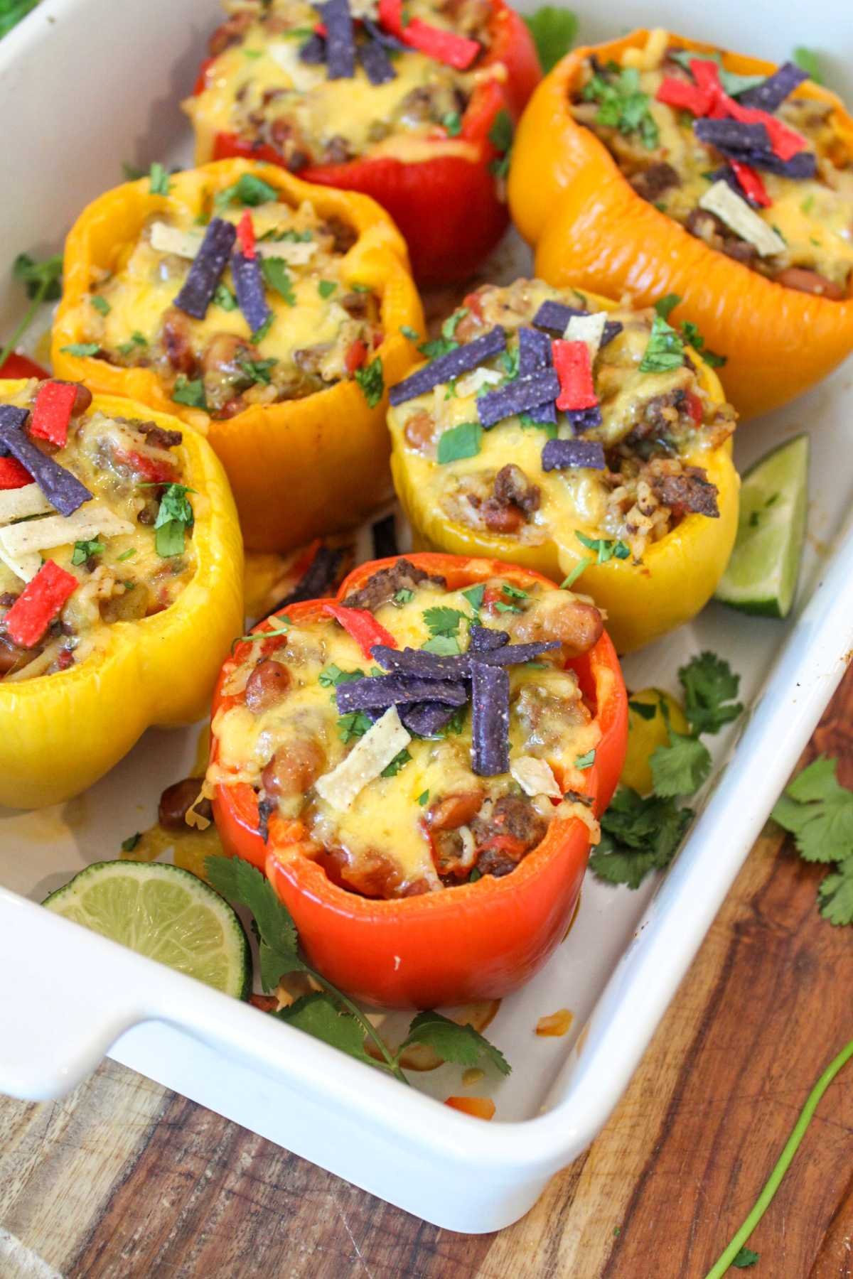 Stuffed Peppers With Ground Beef and Rice