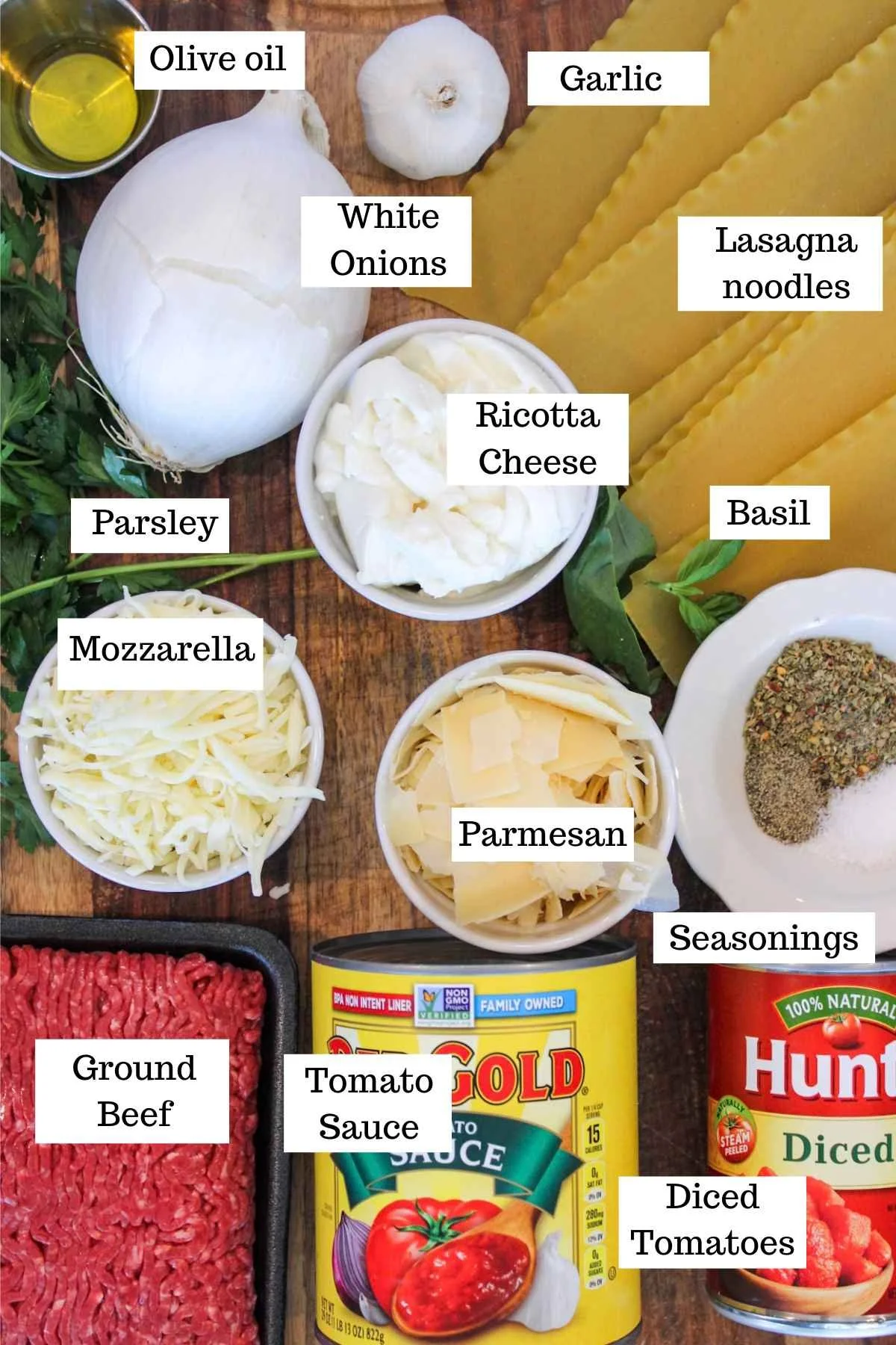 ingredients to make one pot lasagna.