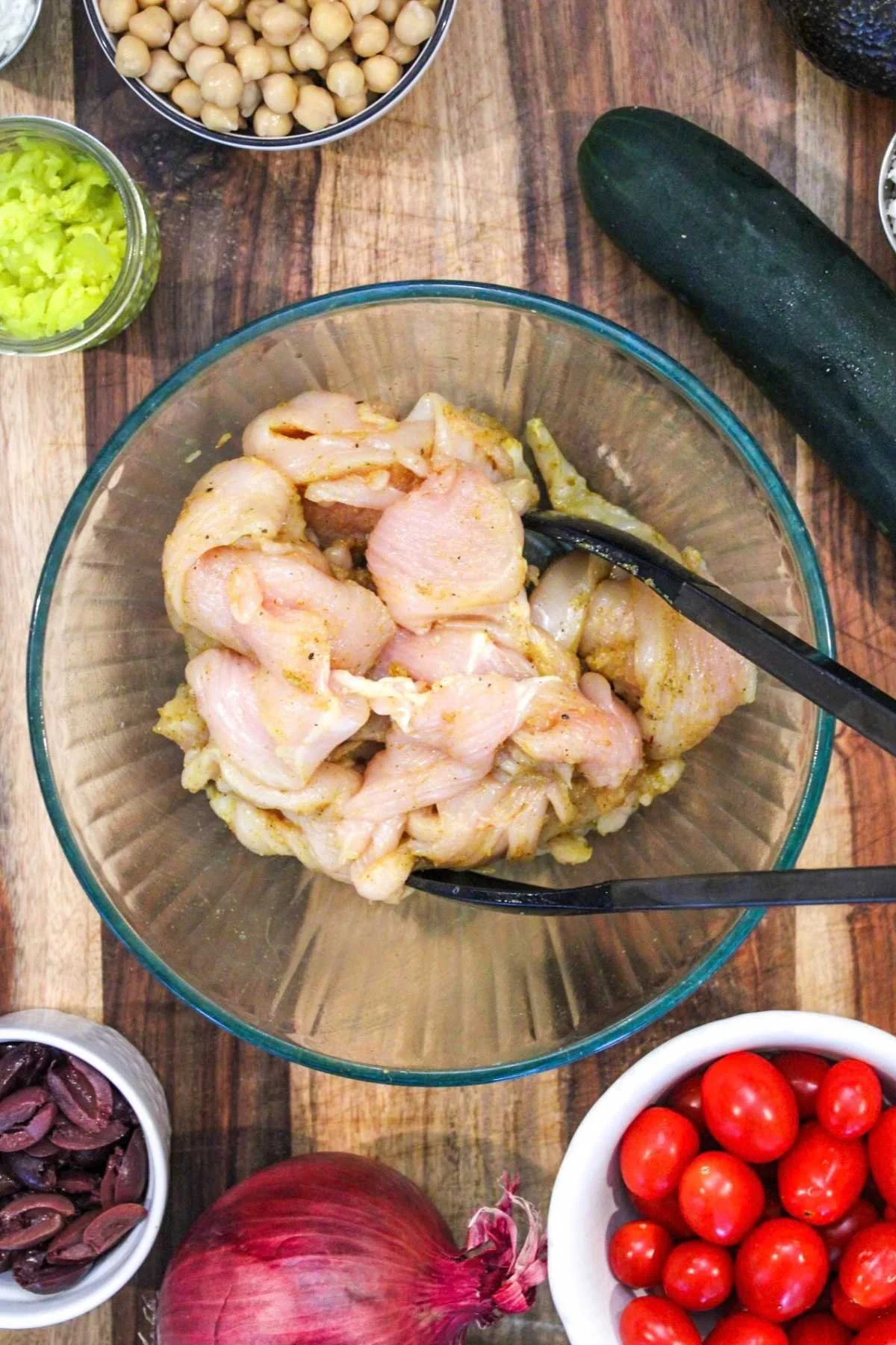 seasoned chicken for chicken pita wraps.