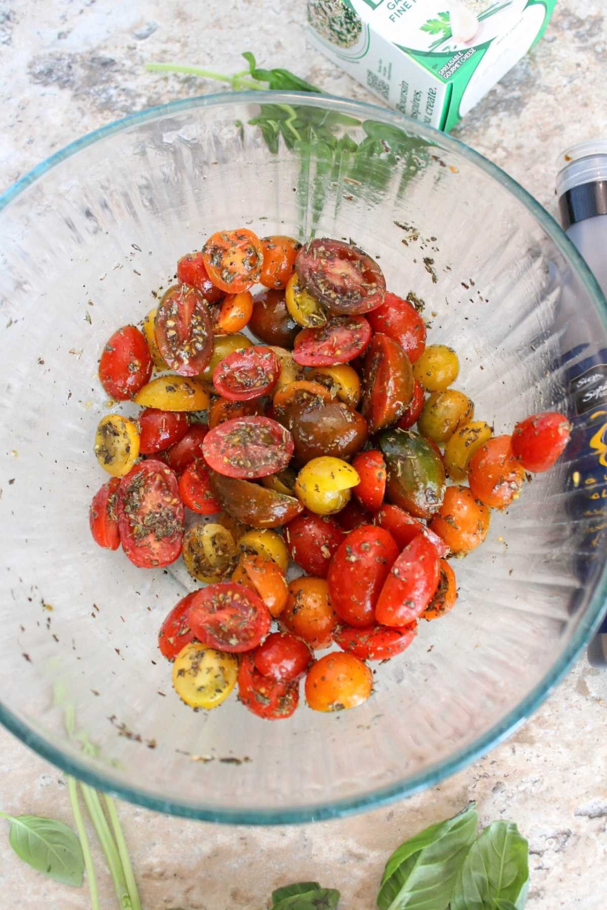 how to prep oven roasted tomatoes for boursin cheese dip recipe.