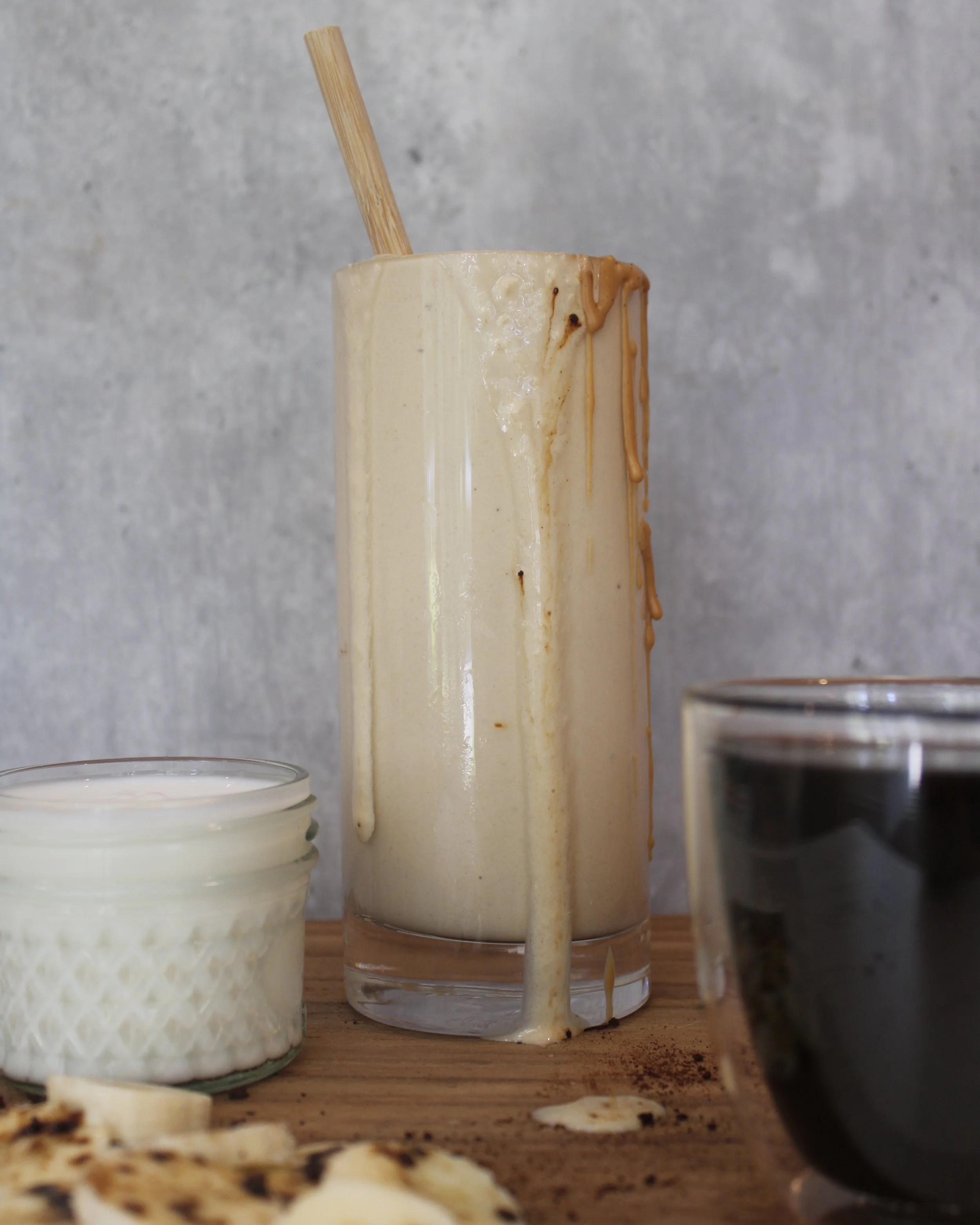 coffee and banana smoothie.
