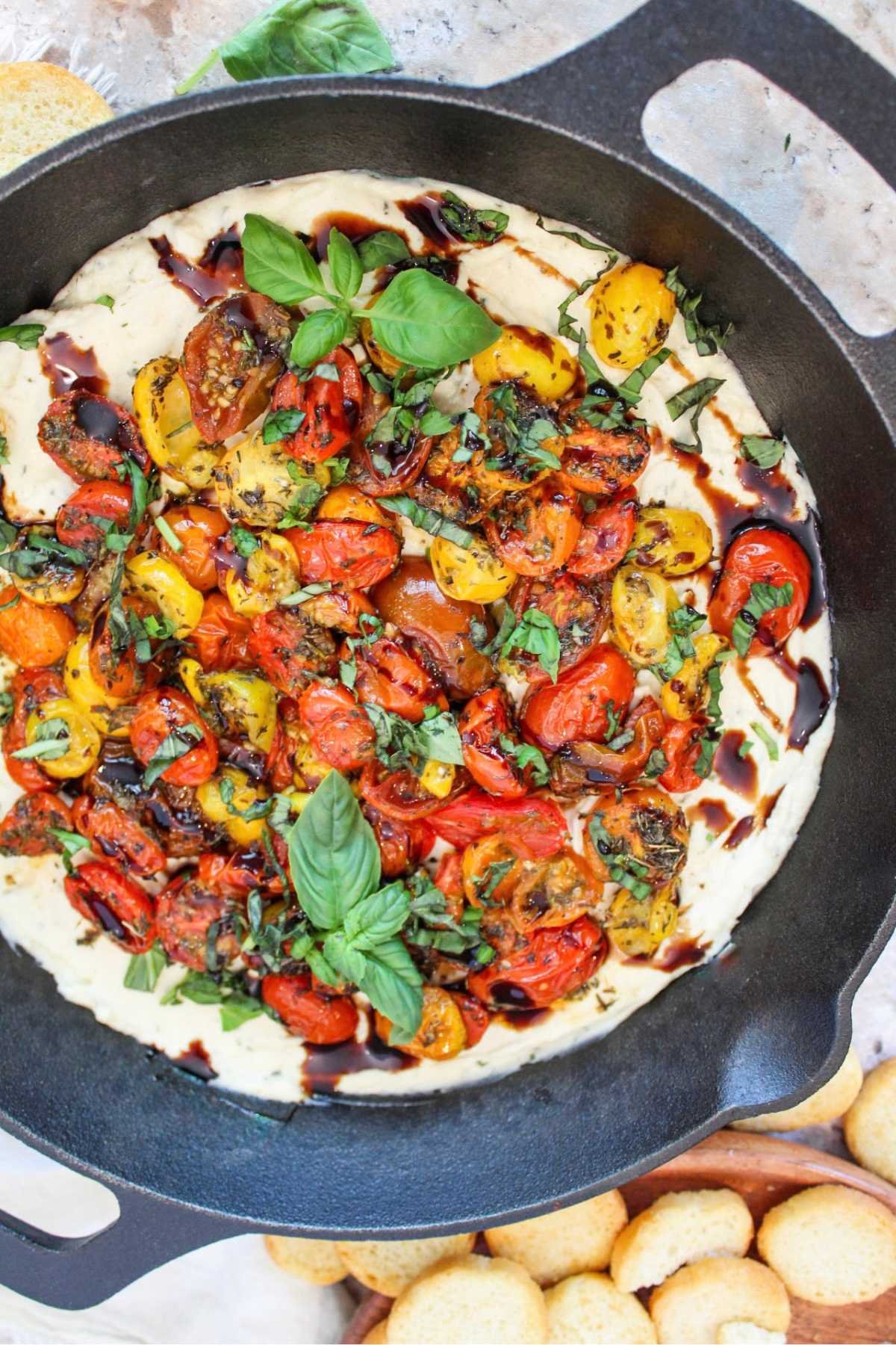 boursin cheese dip recipe with roasted tomatoes.