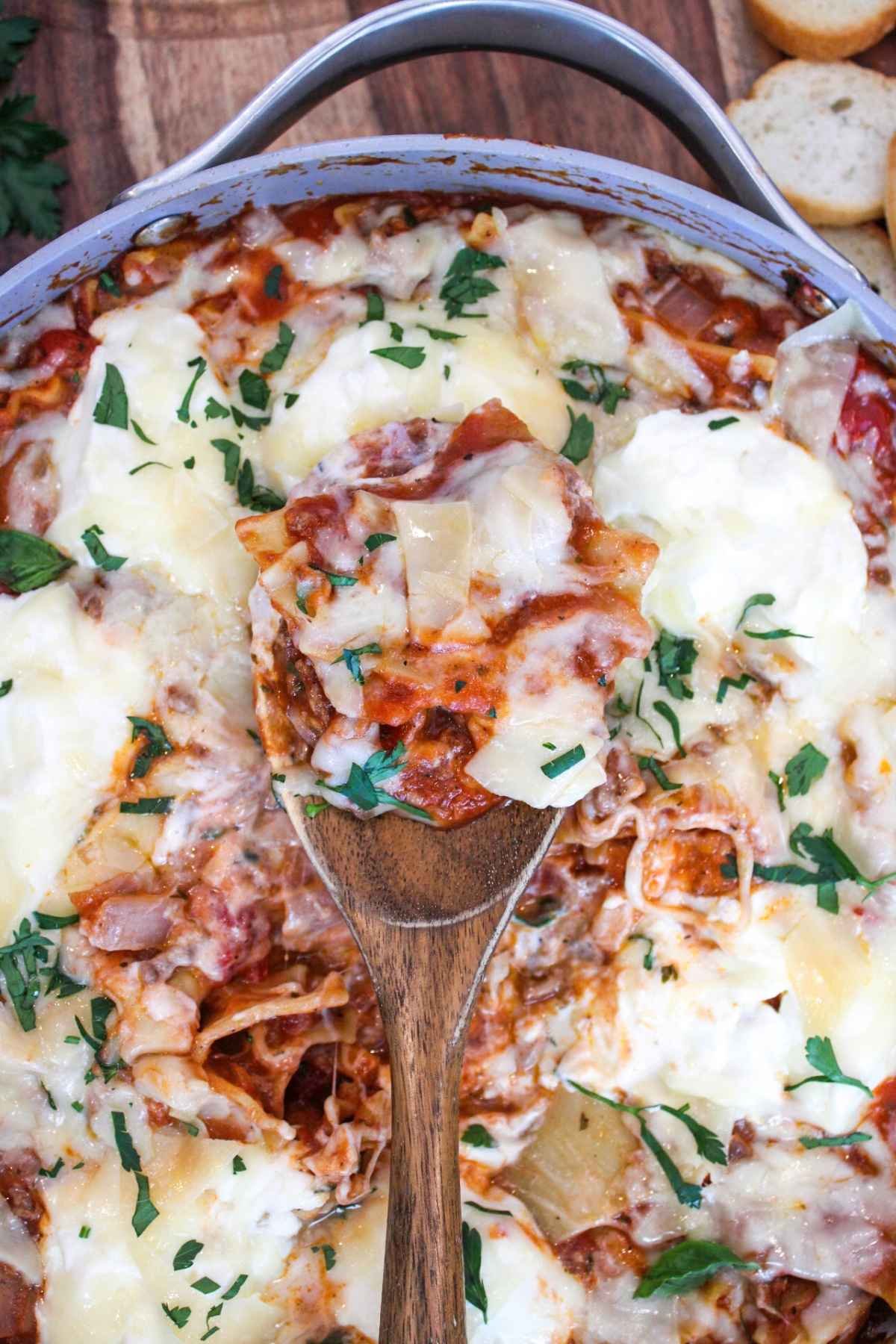 scoop of deconstructed lasagna.