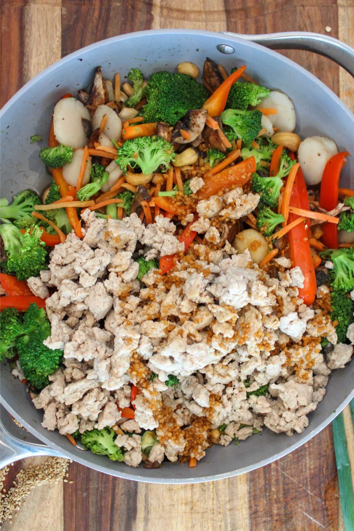 how to make a ground chicken stir fry photo.
