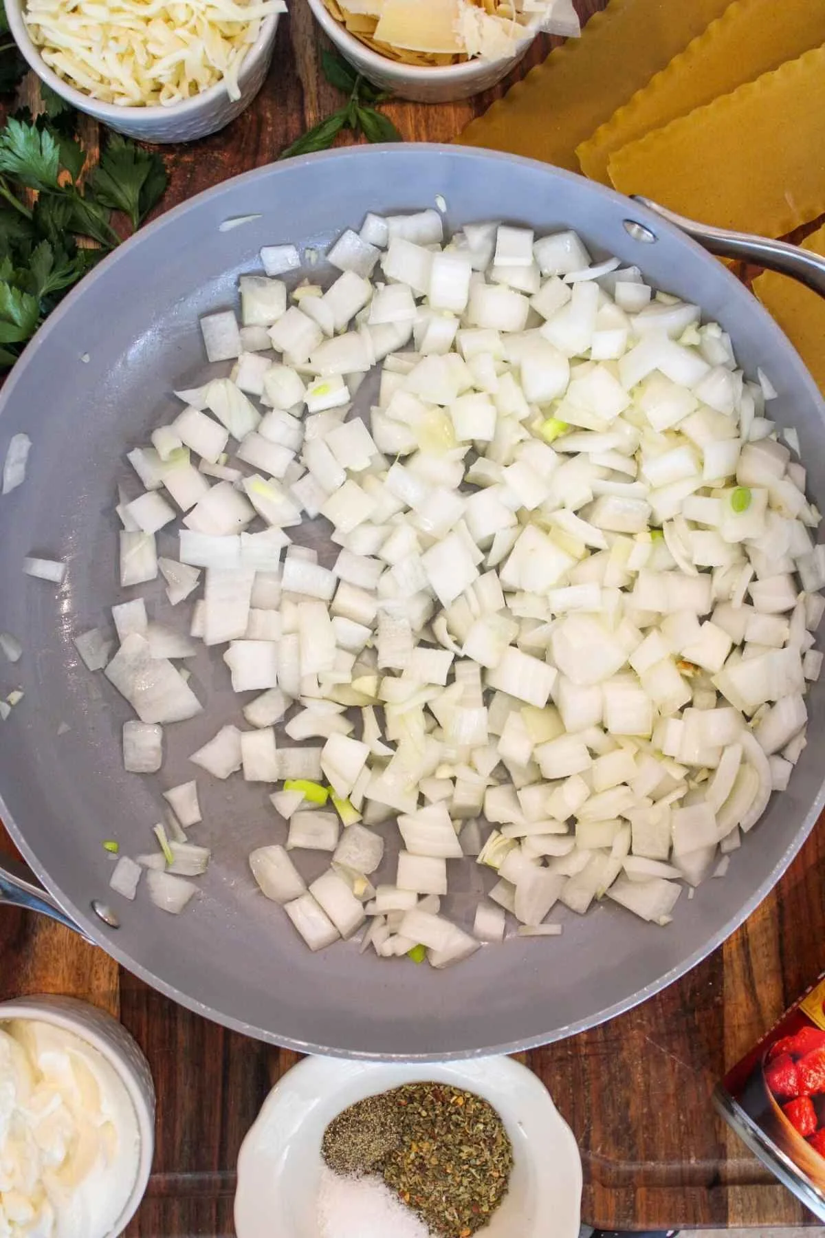 process 1 for one pot lasagna recipe.