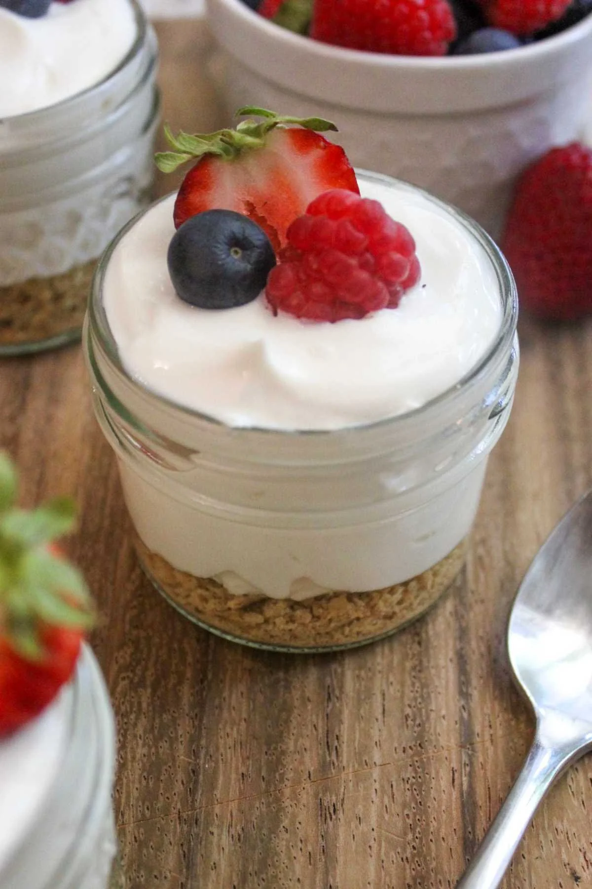 high protein cheesecake recipe in mini cups.