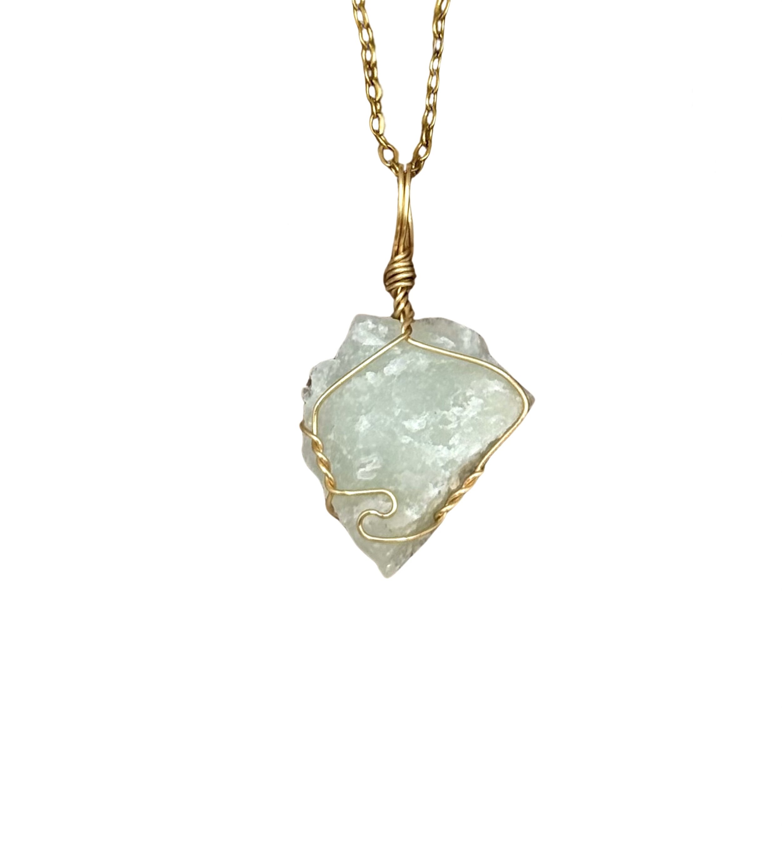 The Chunky Raw Aquamarine Crystal Necklace - Gold