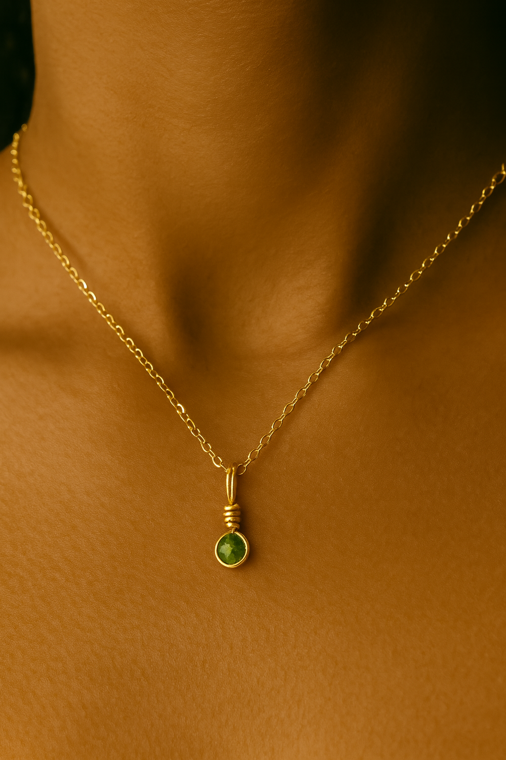 The Peridot Sphere Crystal Necklaces - Gold