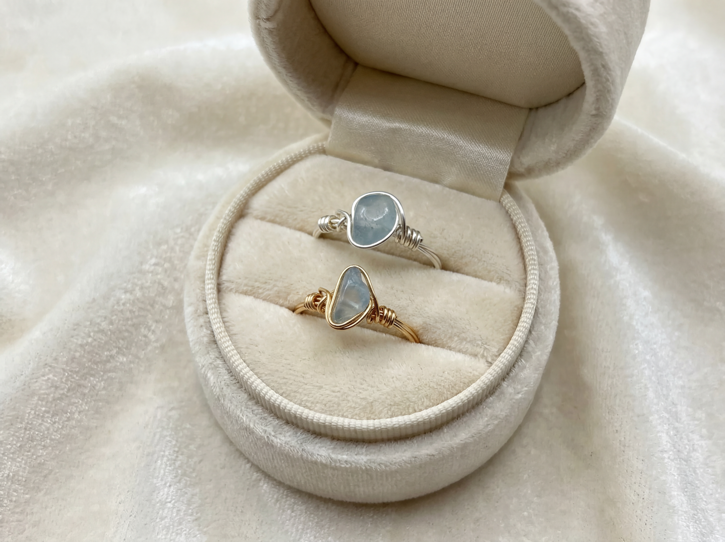 The Aquamarine Wrap Ring - Gold Silver