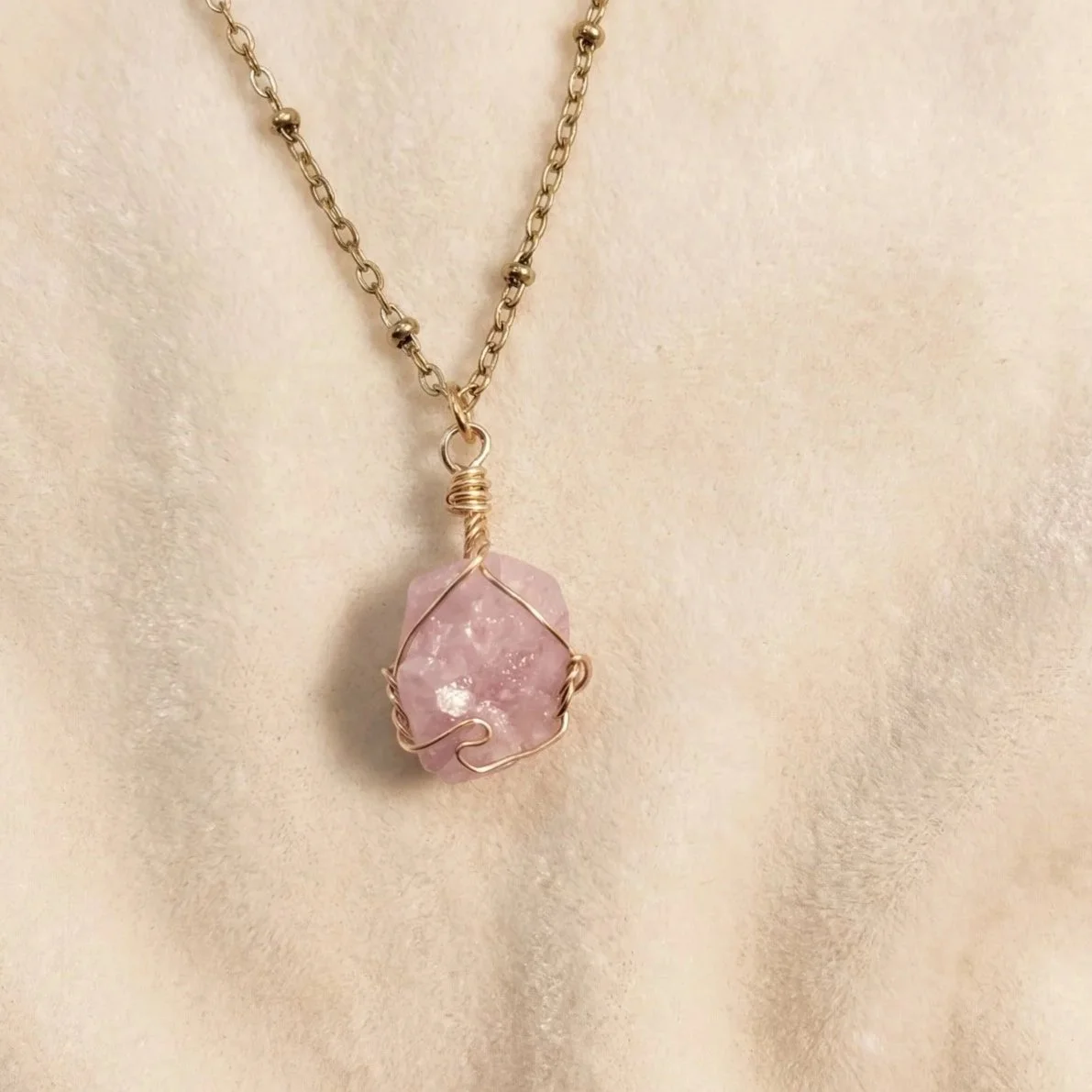 The Druzy Aura Quartz Necklace - Gold