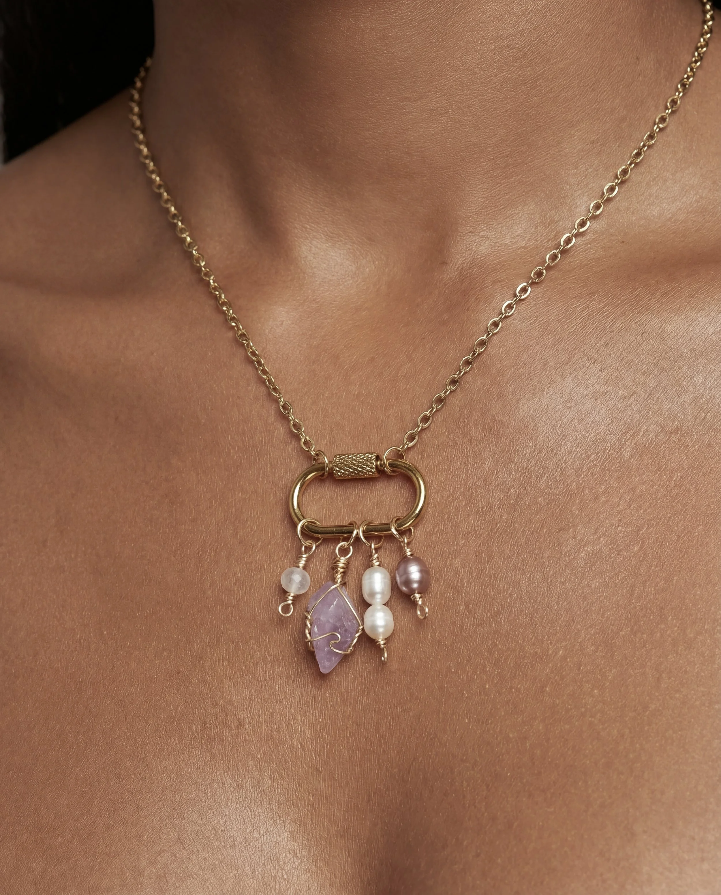 The Design Your Own Carabiner Charm Necklace - Gold