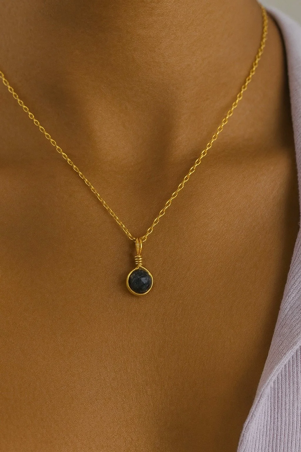 The Sapphire Sphere Crystal Necklace - Gold
