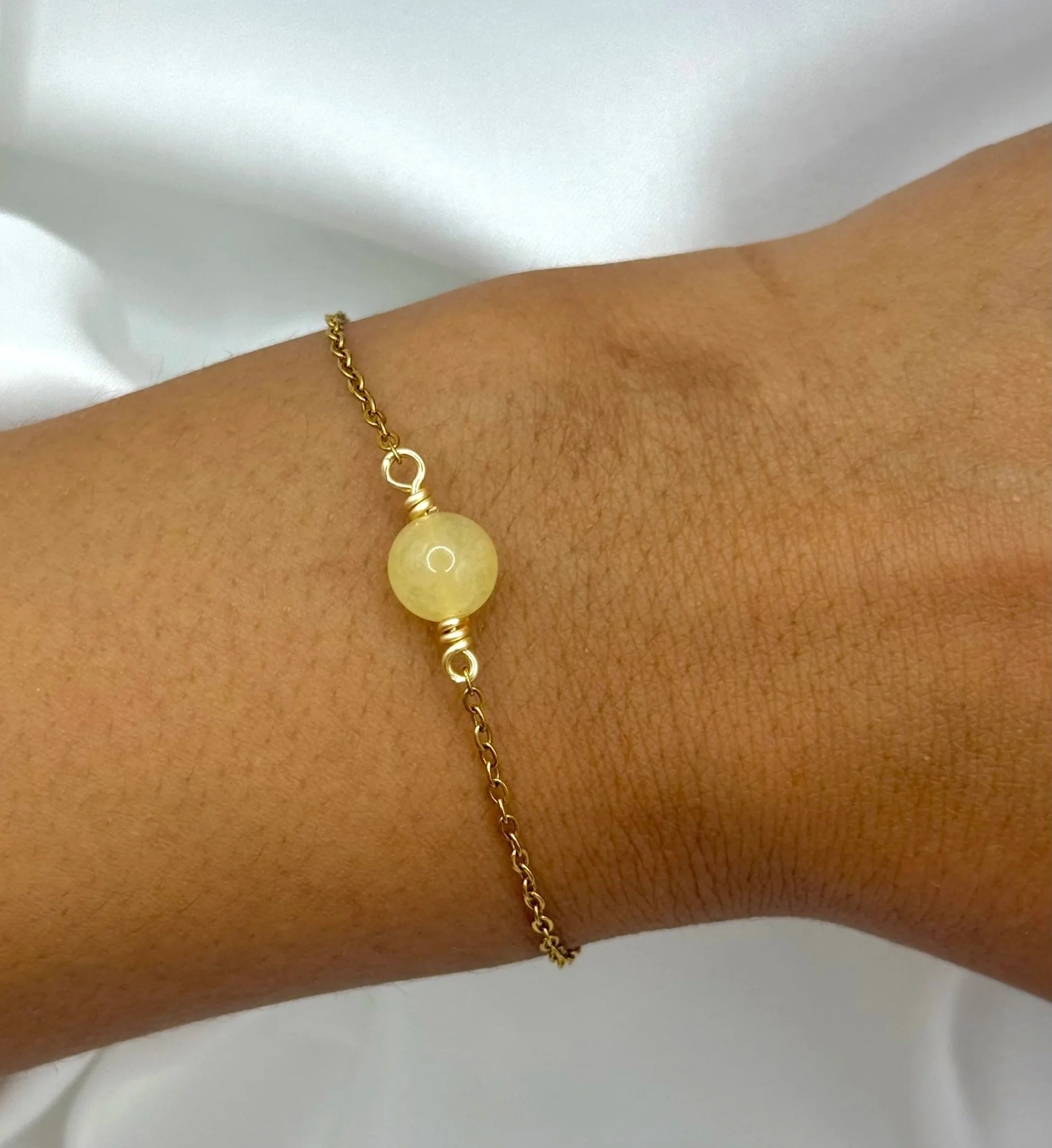 The Citrine Crystal Sphere Bracelet - Gold