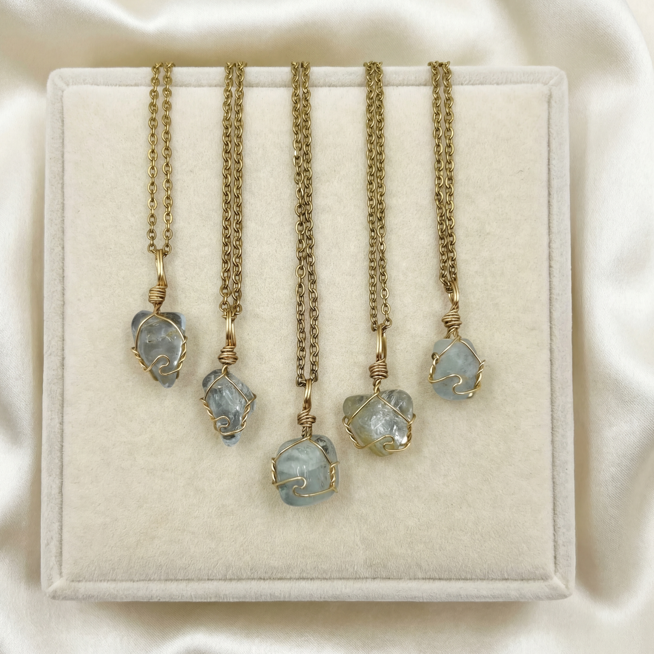 The Dainty Blue Topaz Necklaces - Gold