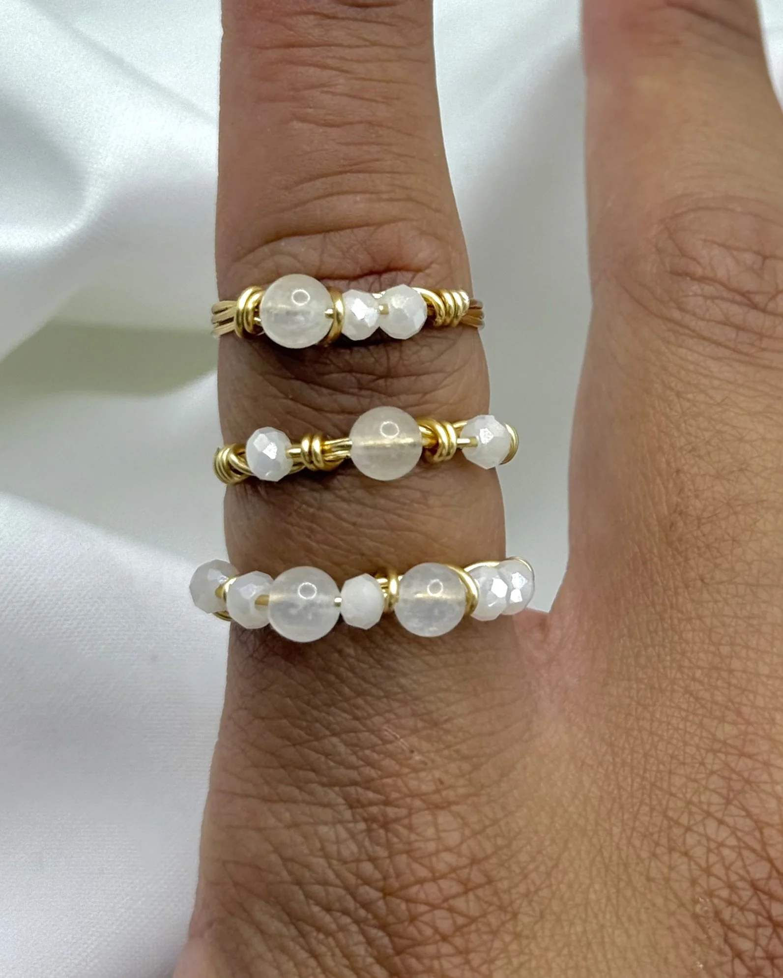 The Moonstone Sparkle Rings - Gold