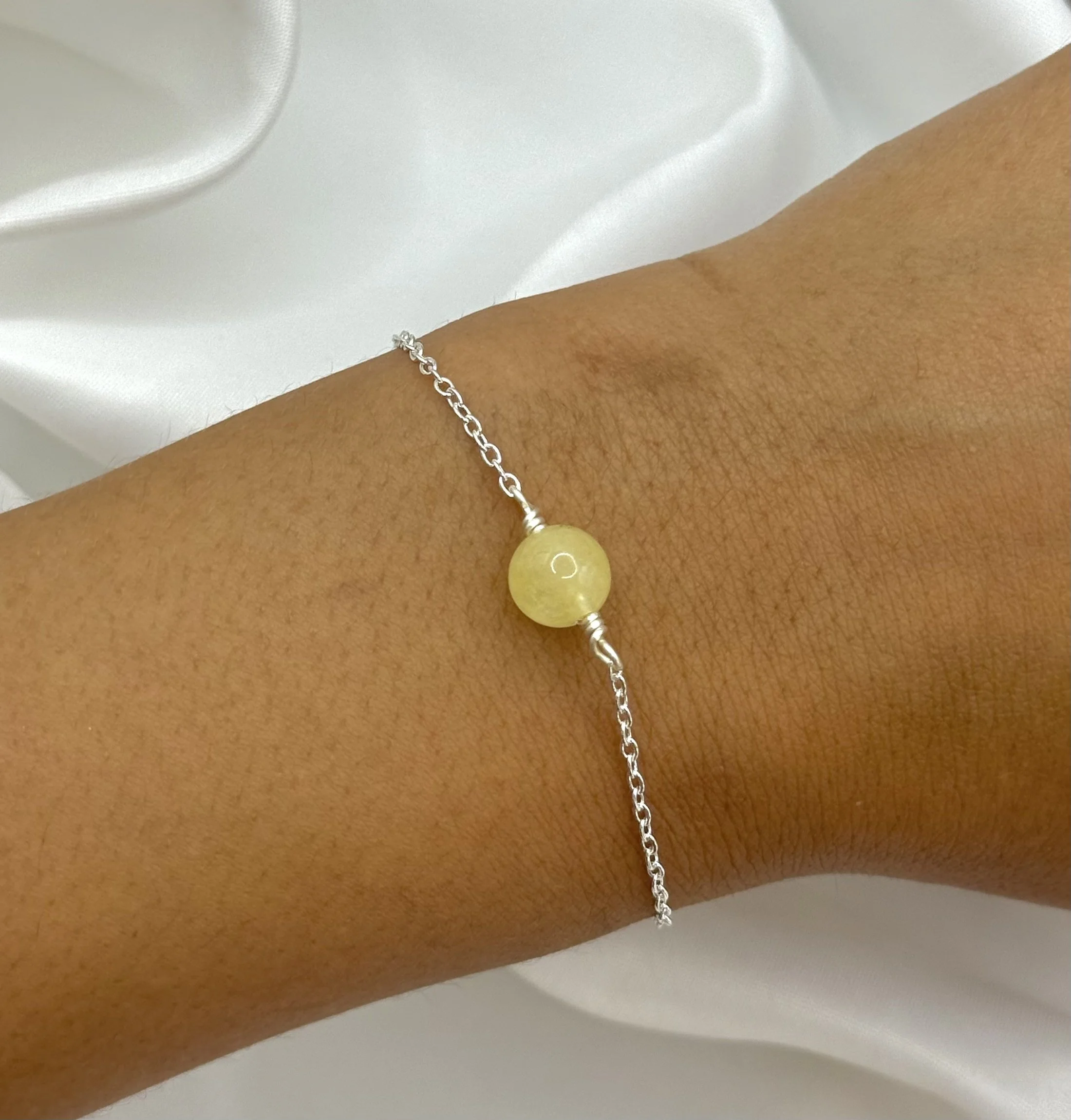 The Citrine Crystal Sphere Bracelet - Silver