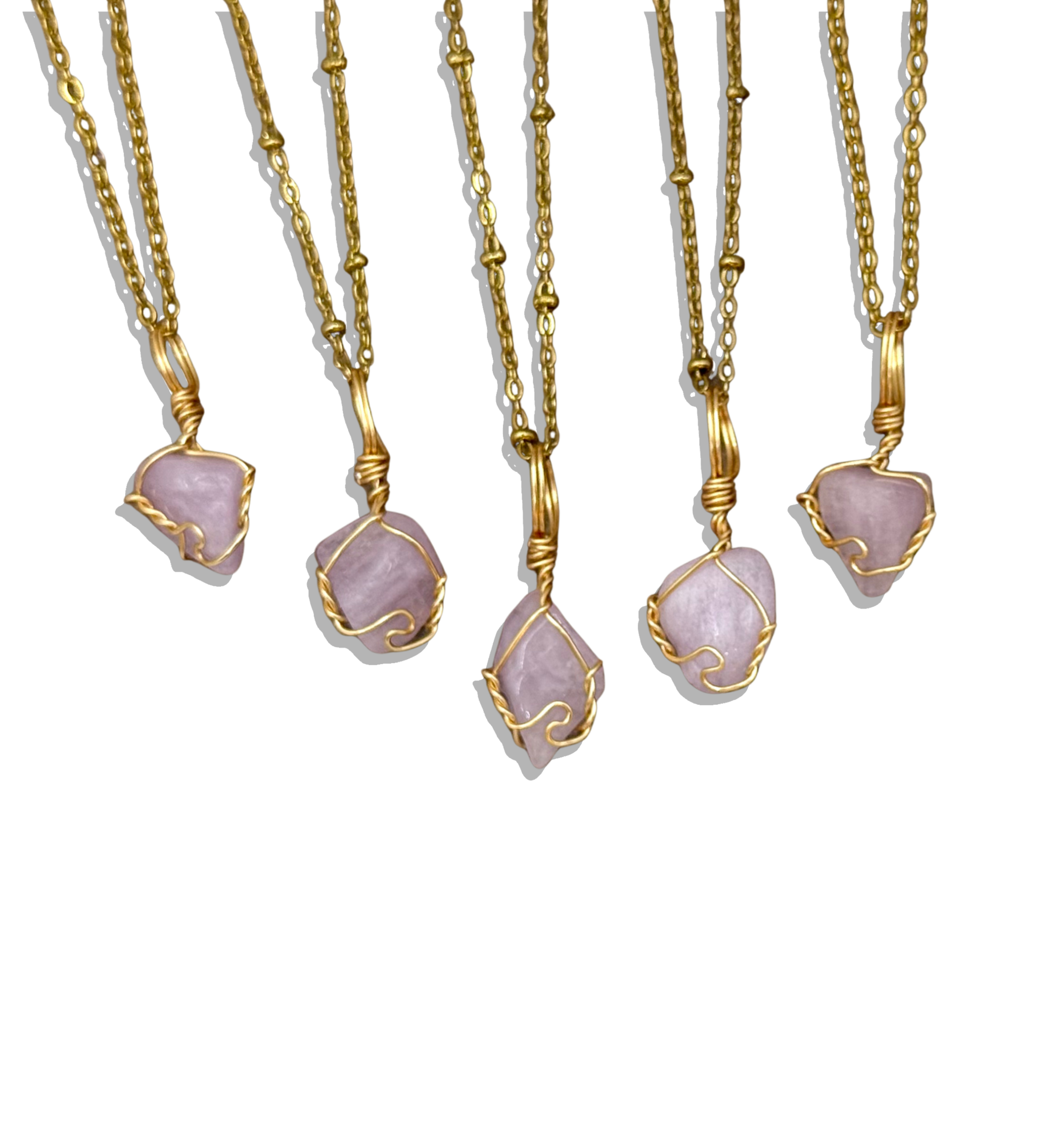 The Kunzite Crystal Necklaces - Gold