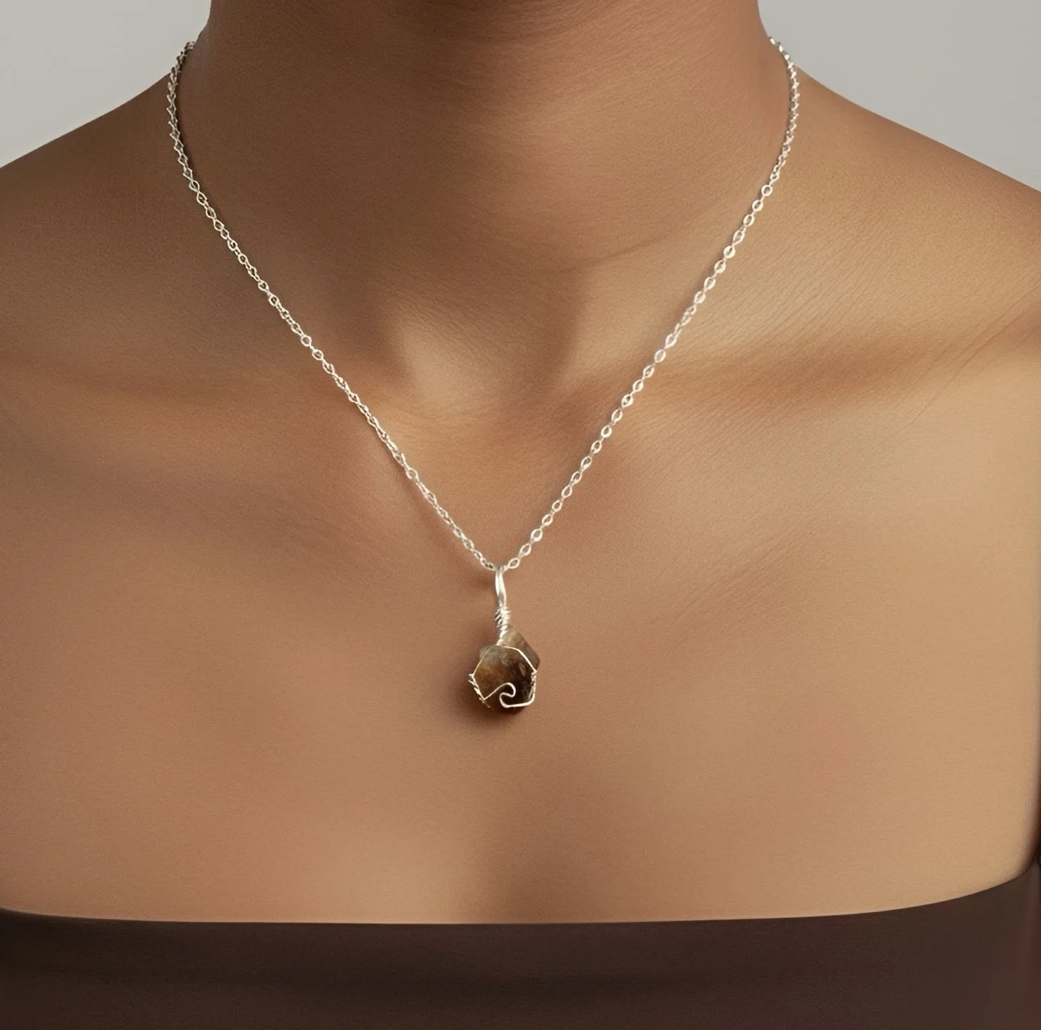The Citrine Crystal Point Necklaces - Silver