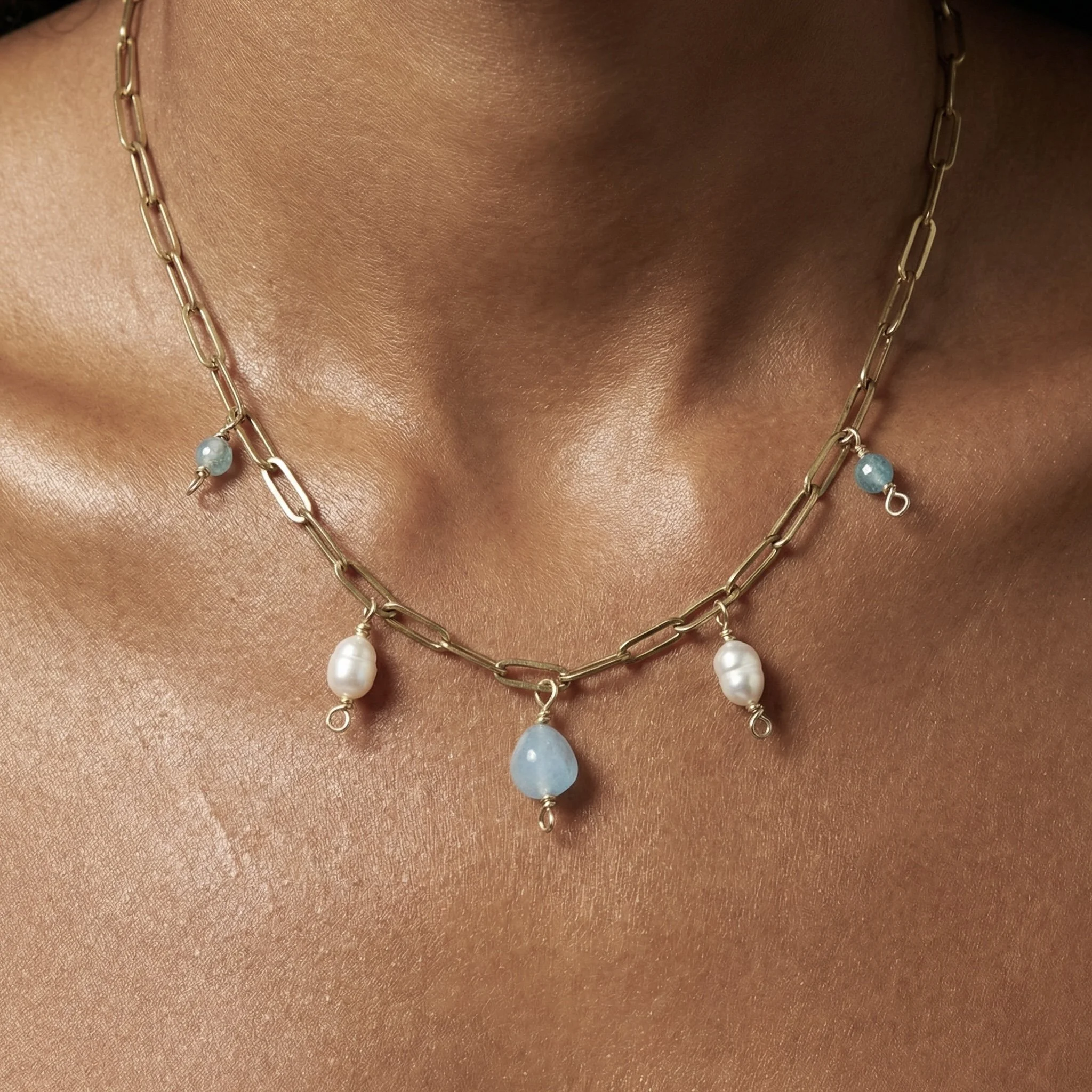 The Aquamarine March Birthstone Charm Necklace