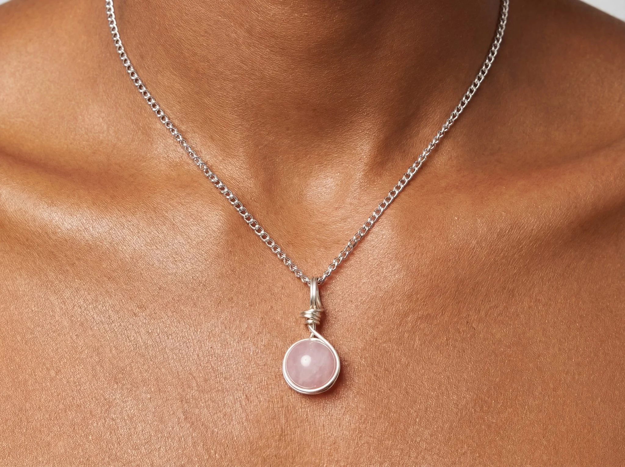 The Kunzite Crystal Sphere Necklace - Silver