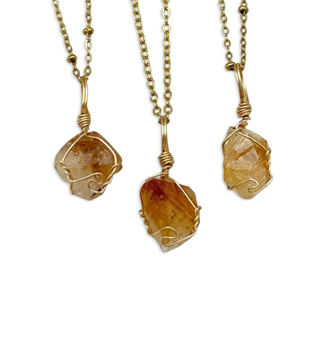 The Citrine Crystal Point Necklace - Gold