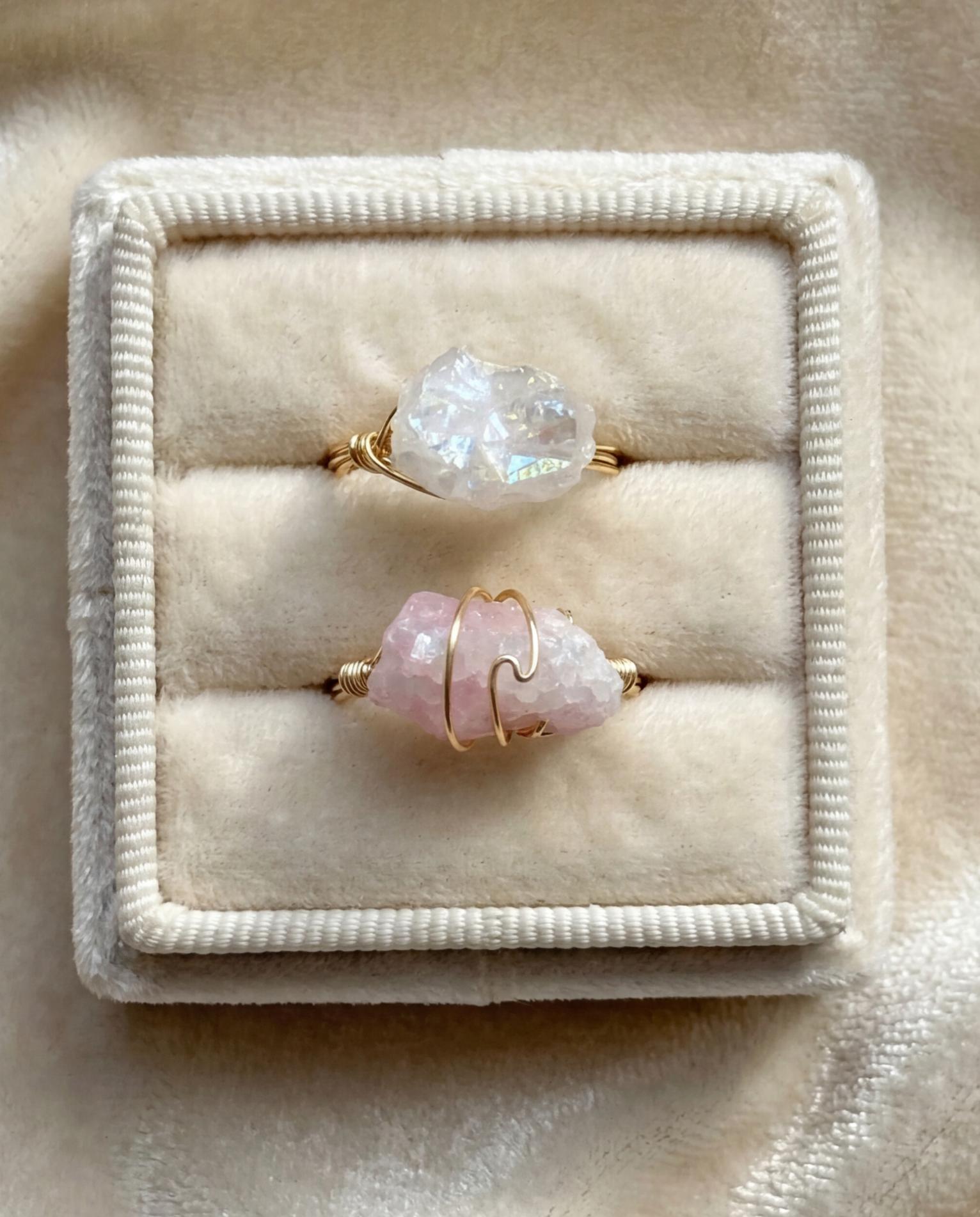 The Druzy Aura Quartz Rings - Gold Silver