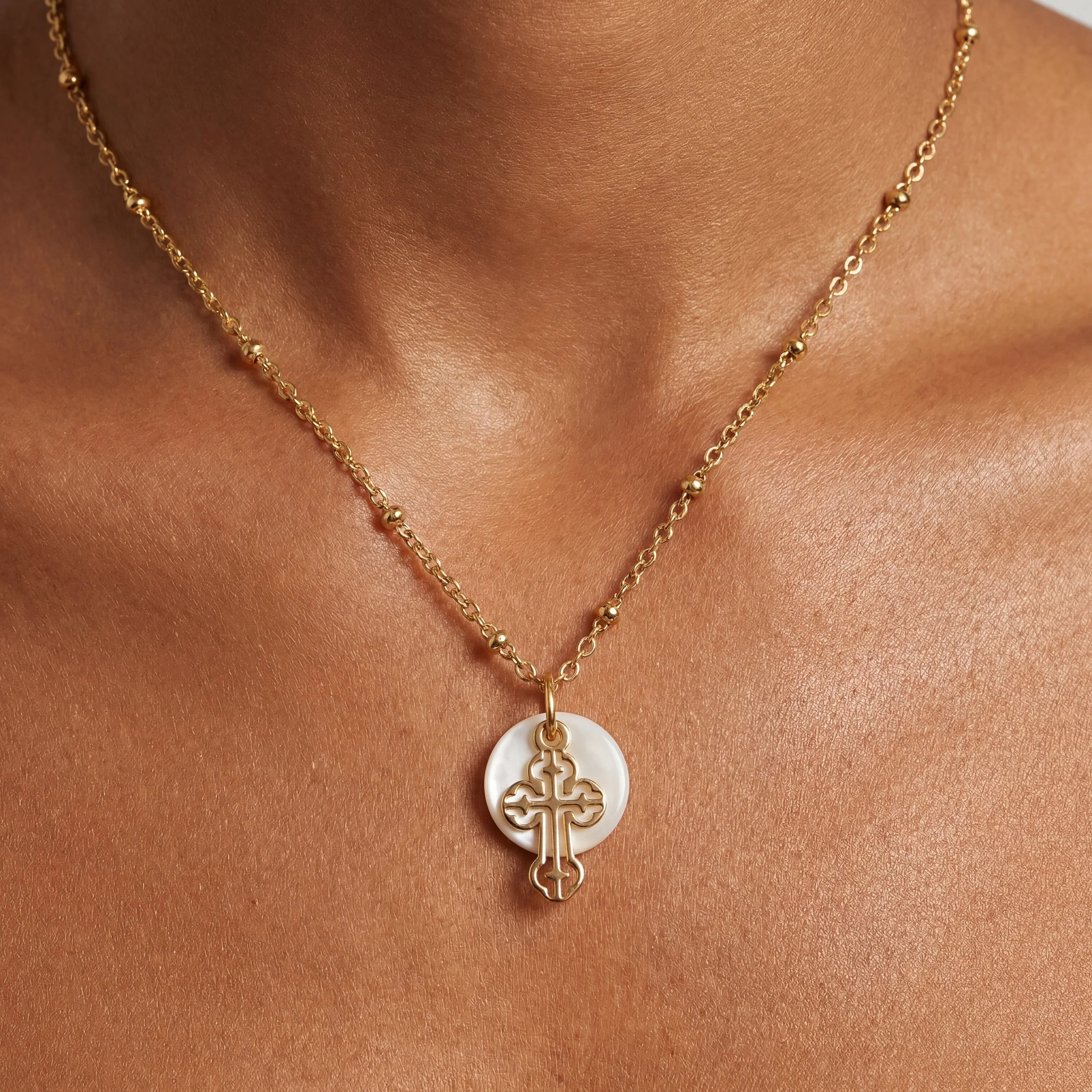 The Pearl & Cross Charm Necklace