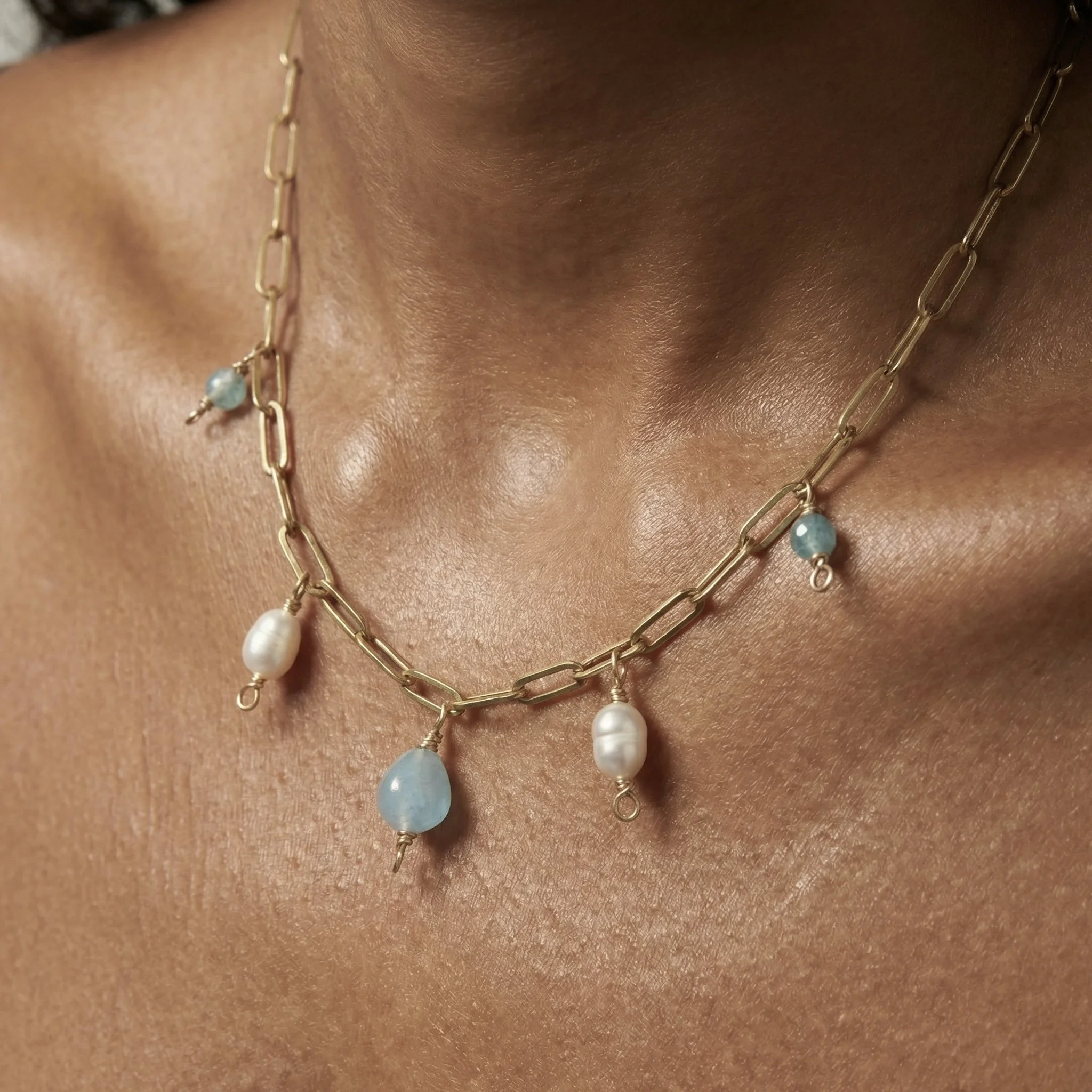 The Aquamarine March Birthstone Charm Necklace