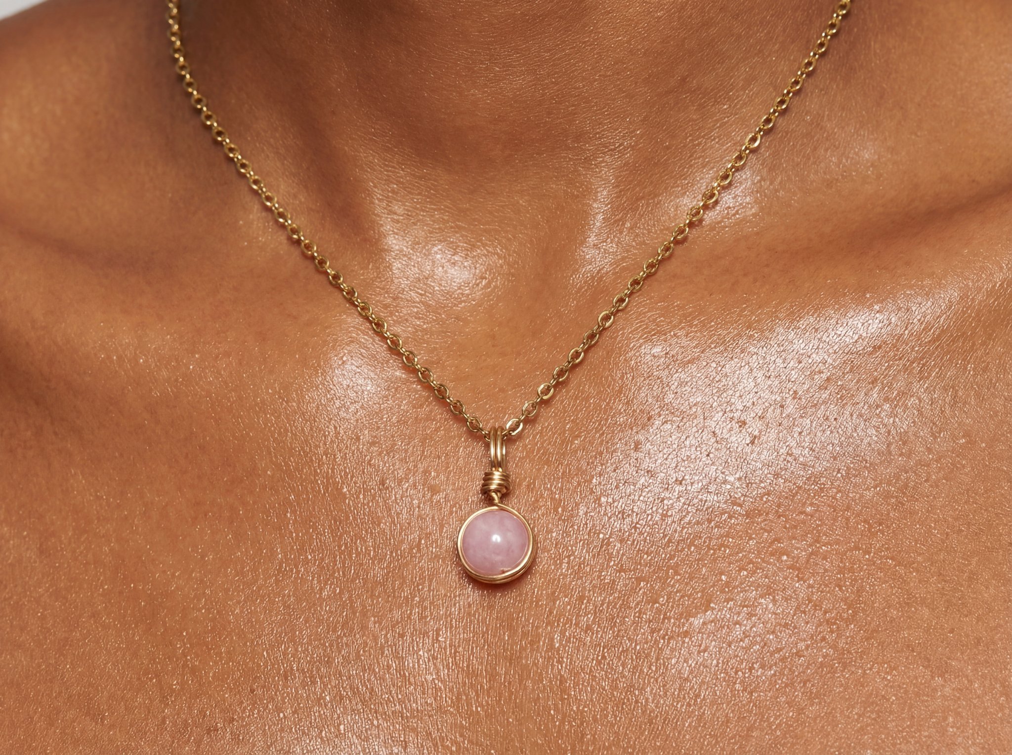 The Kunzite Crystal Sphere Necklace - Gold