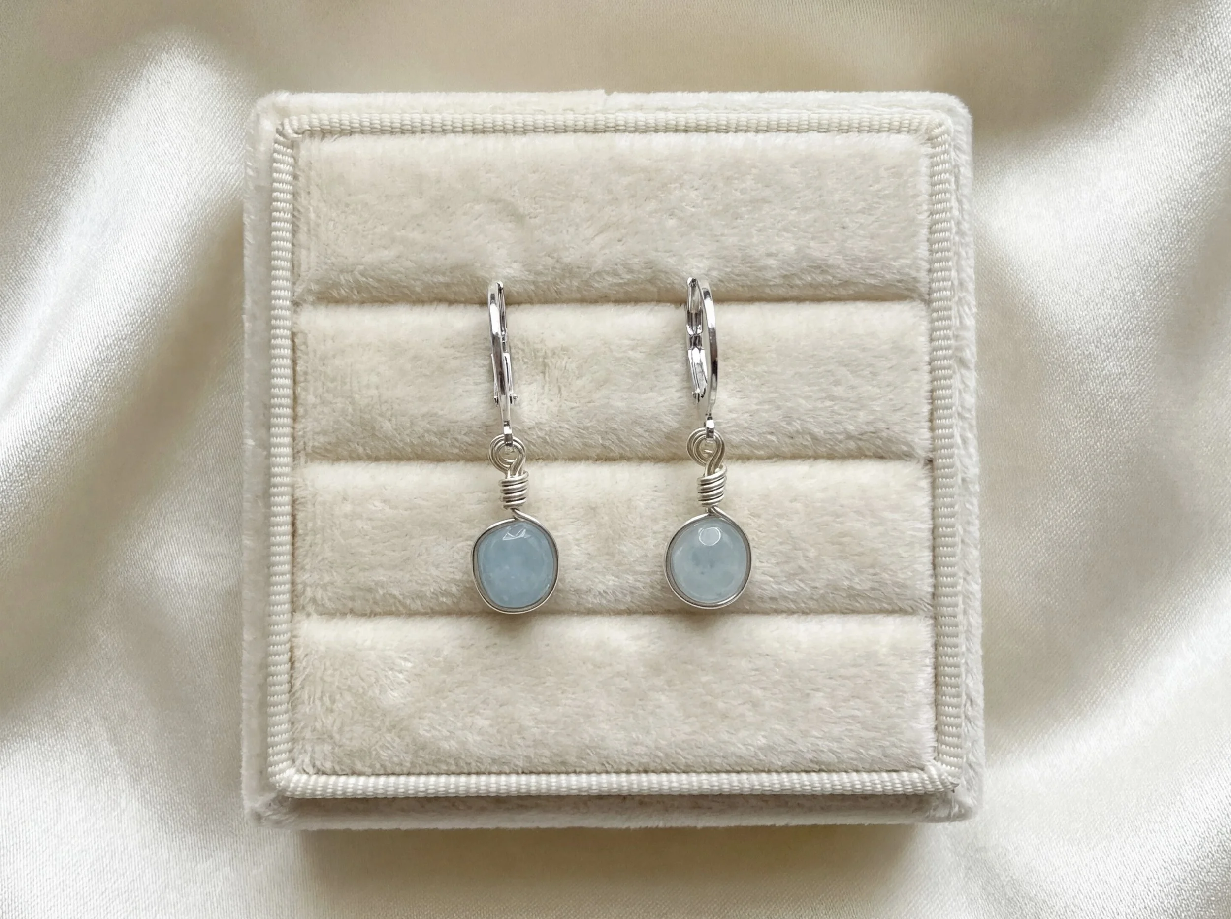 The Aquamarine Crystal Nugget Huggie Hoops - Silver