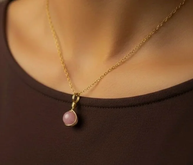 The Kunzite Crystal Sphere Necklace - Gold