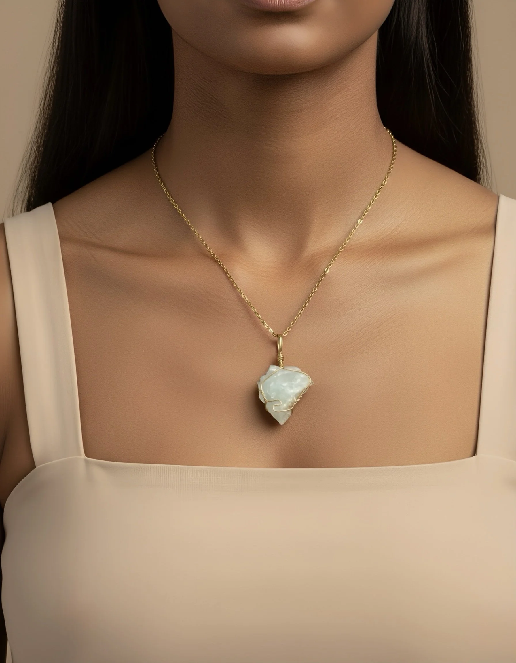 The Chunky Raw Aquamarine Crystal Necklace - Gold