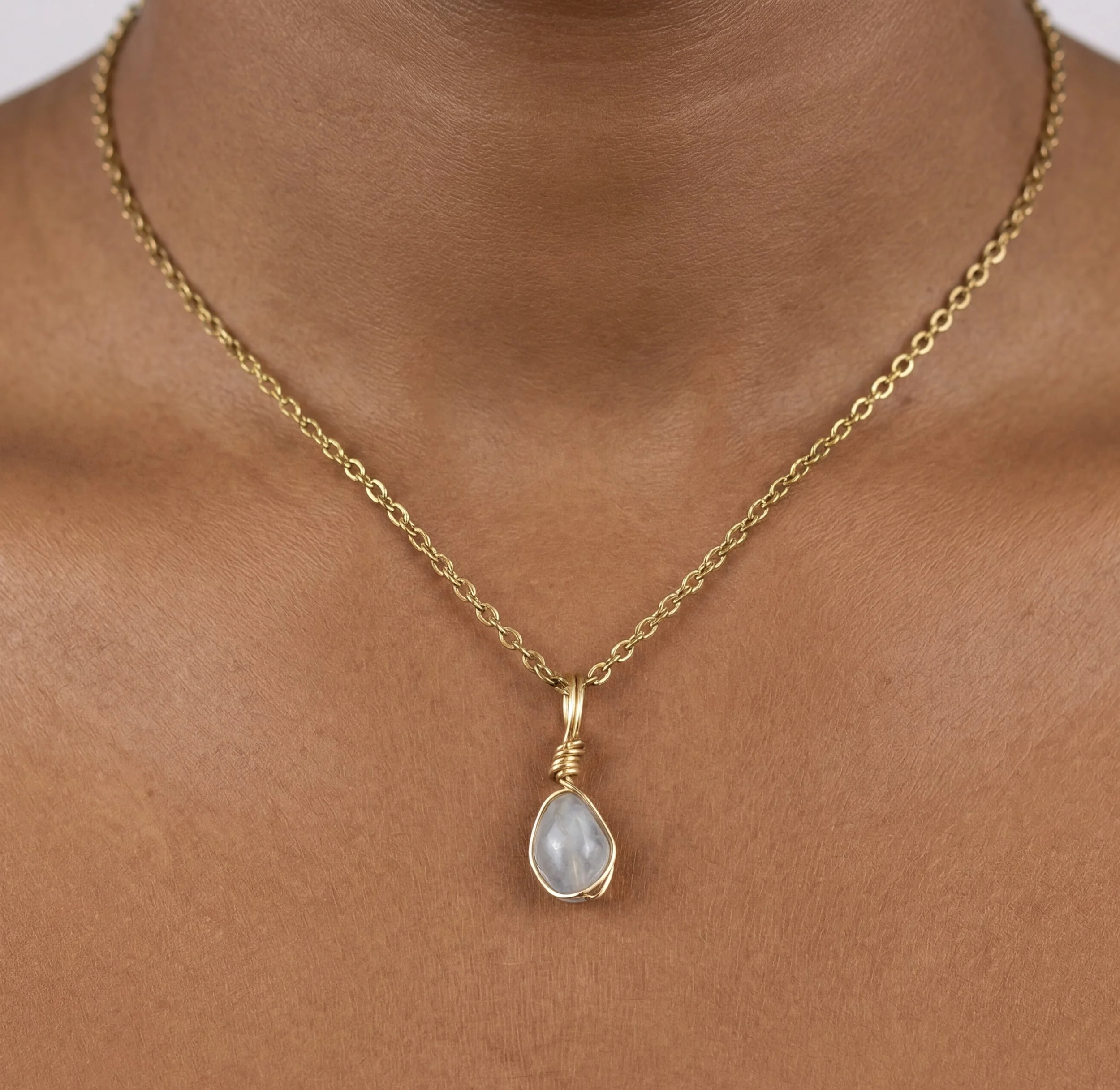 The Aquamarine Crystal Nugget Wrap Necklace - Gold